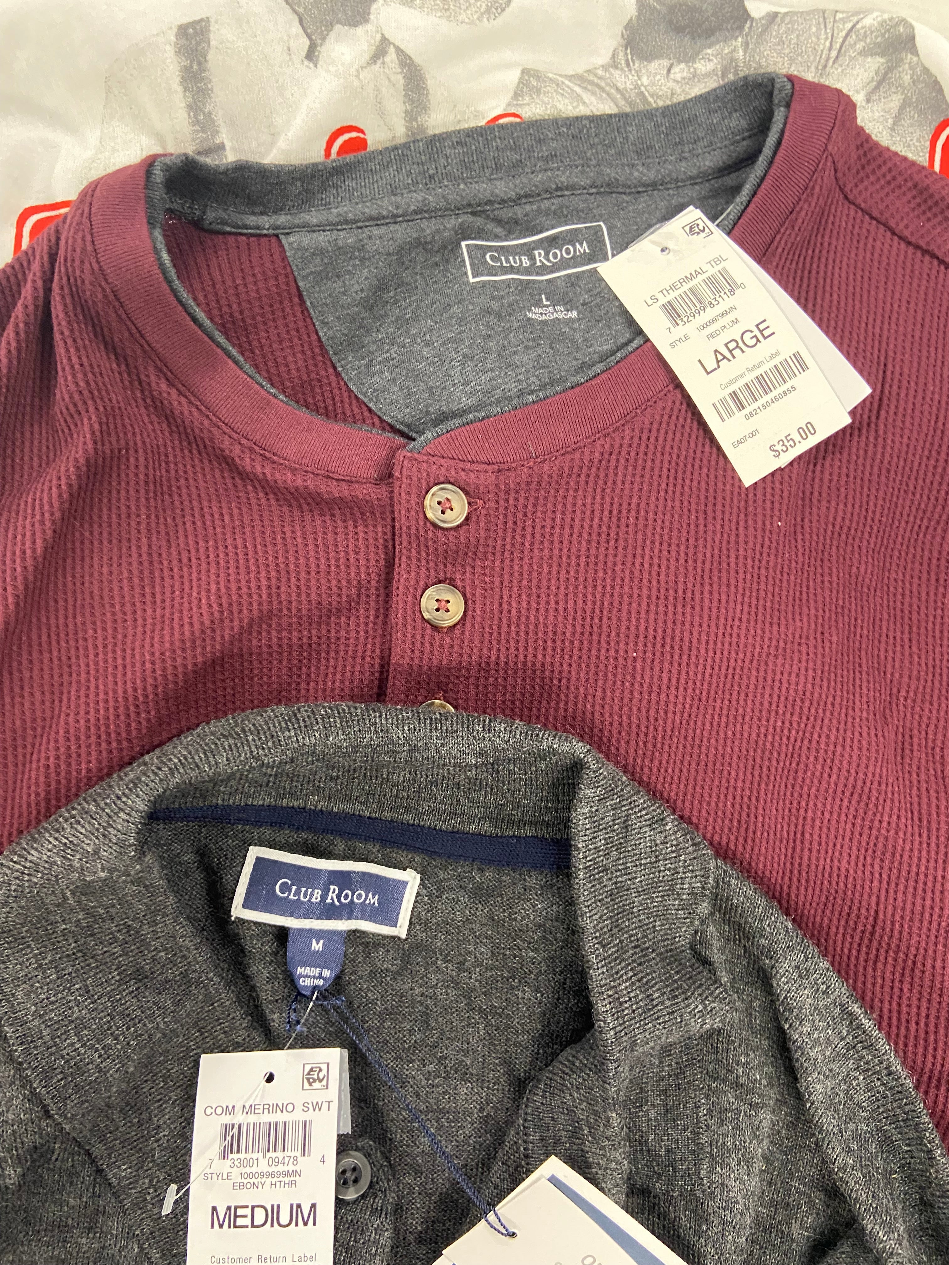 Men's Clothing Tops, CLUB ROOM, FEA MERCHANDISE, ALFANI, Wholesale Lot, 11 items, Shelf Pulls, MSRP $590