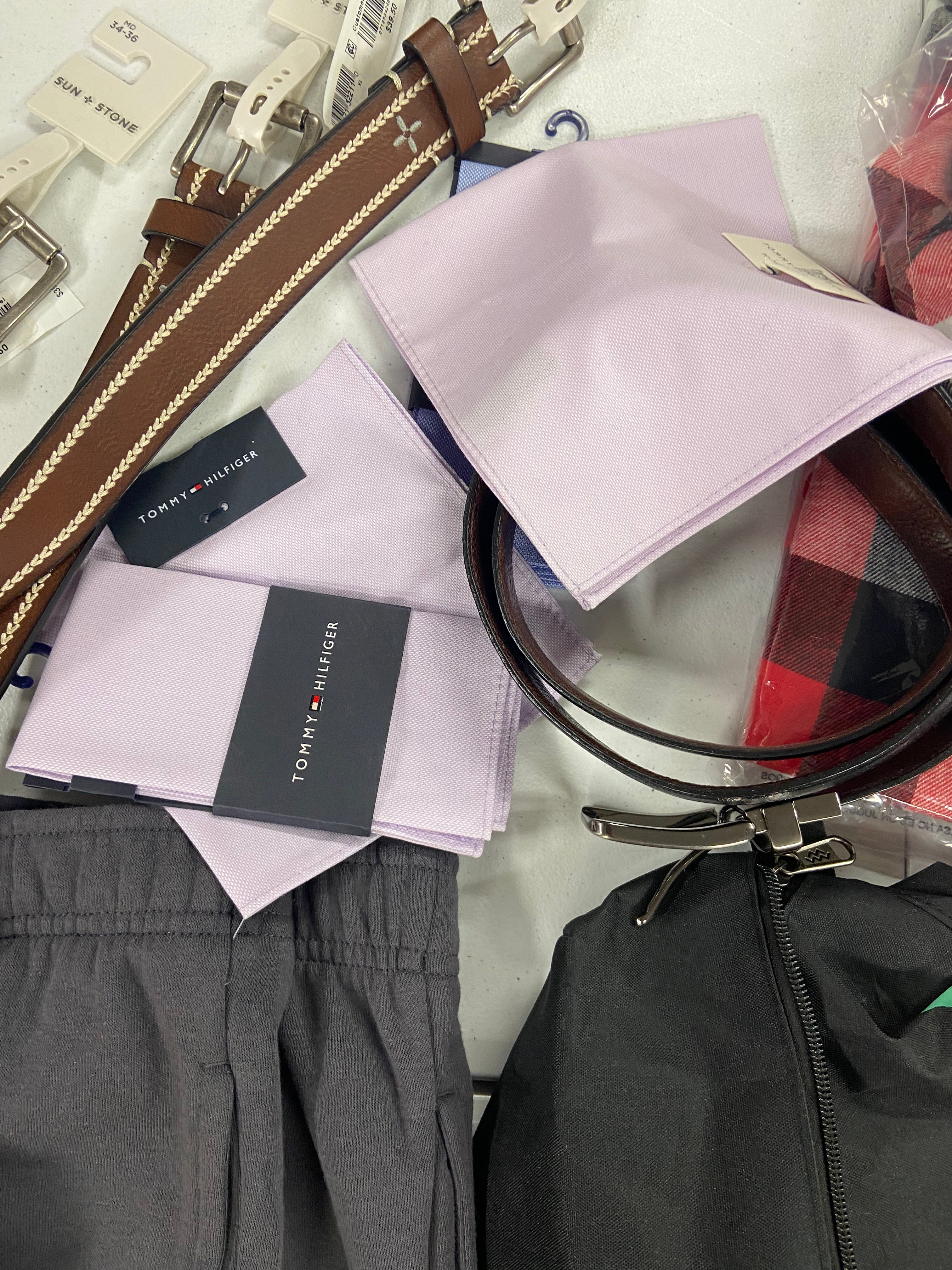 Men's Clothing & Accessories Wholesale Lot, TIMBERLAND, TOMMY HILFIGER, NAUTICA, CALVIN KLEIN, PERRY ELLIS, CHAMPION, KENNETH COLE and more, 32 items, Shelf Pulls, MSRP $1,239