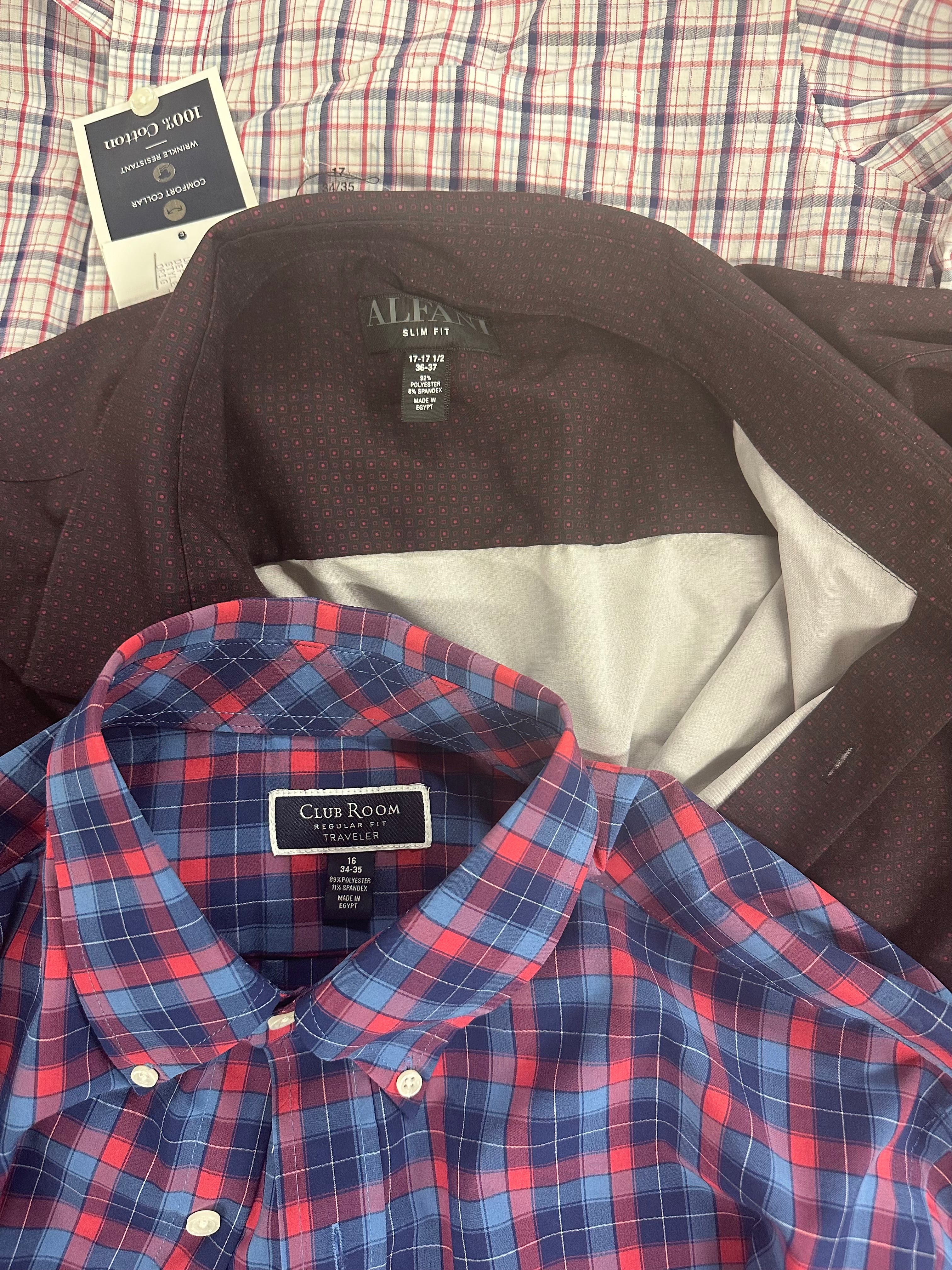 Men's Clothing Button Down Shirts Wholesale Lot, CLUB ROOM, ALFANI, 7 items, Shelf Pulls, MSRP $359