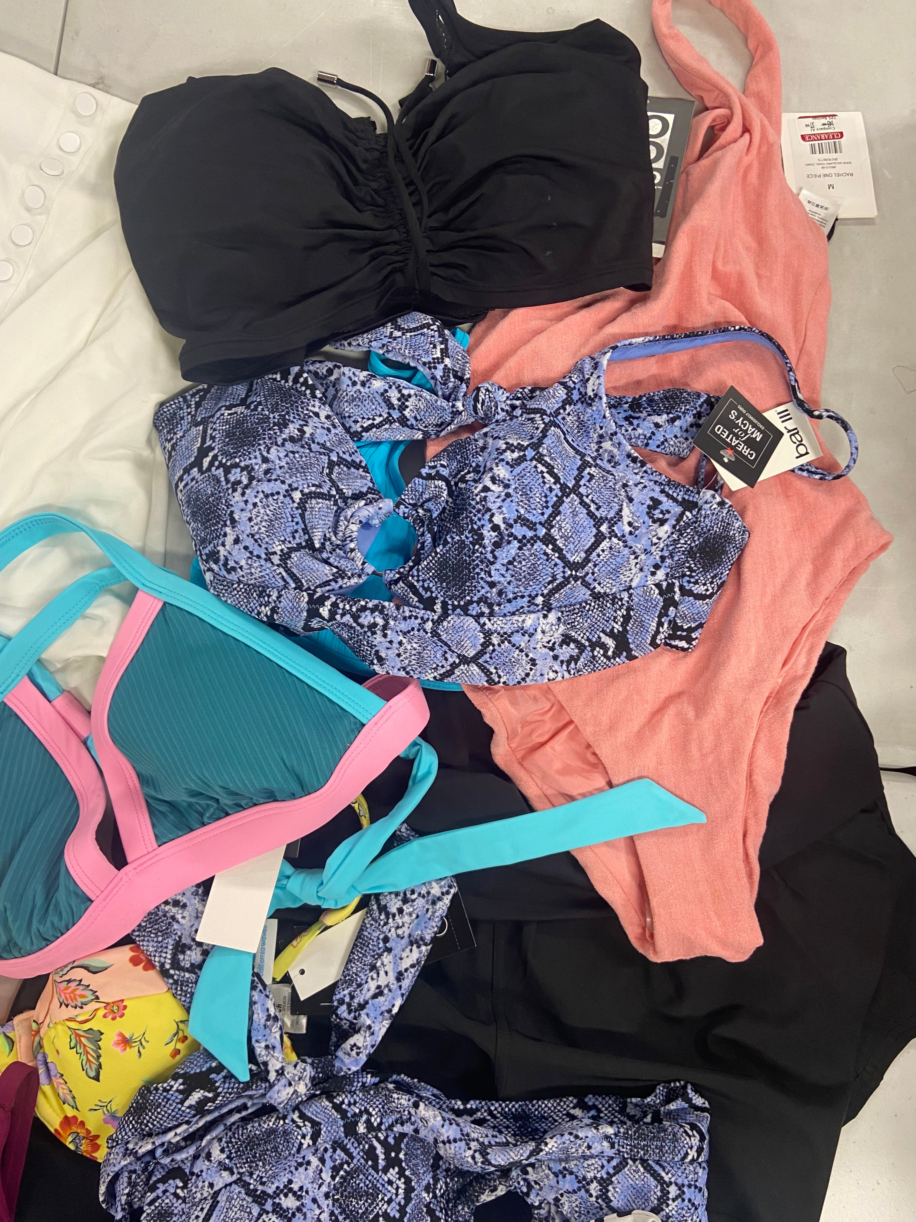 Women's Swimwear Wholesale Lot, MICHAEL KORS, NIKE, ONIA, CALVIN KLEIN, LAUREN RALPH LAUREN, LA BLANCA, CALIFORNIA WAVES and more, 18 items, Shelf Pulls, MSRP $833