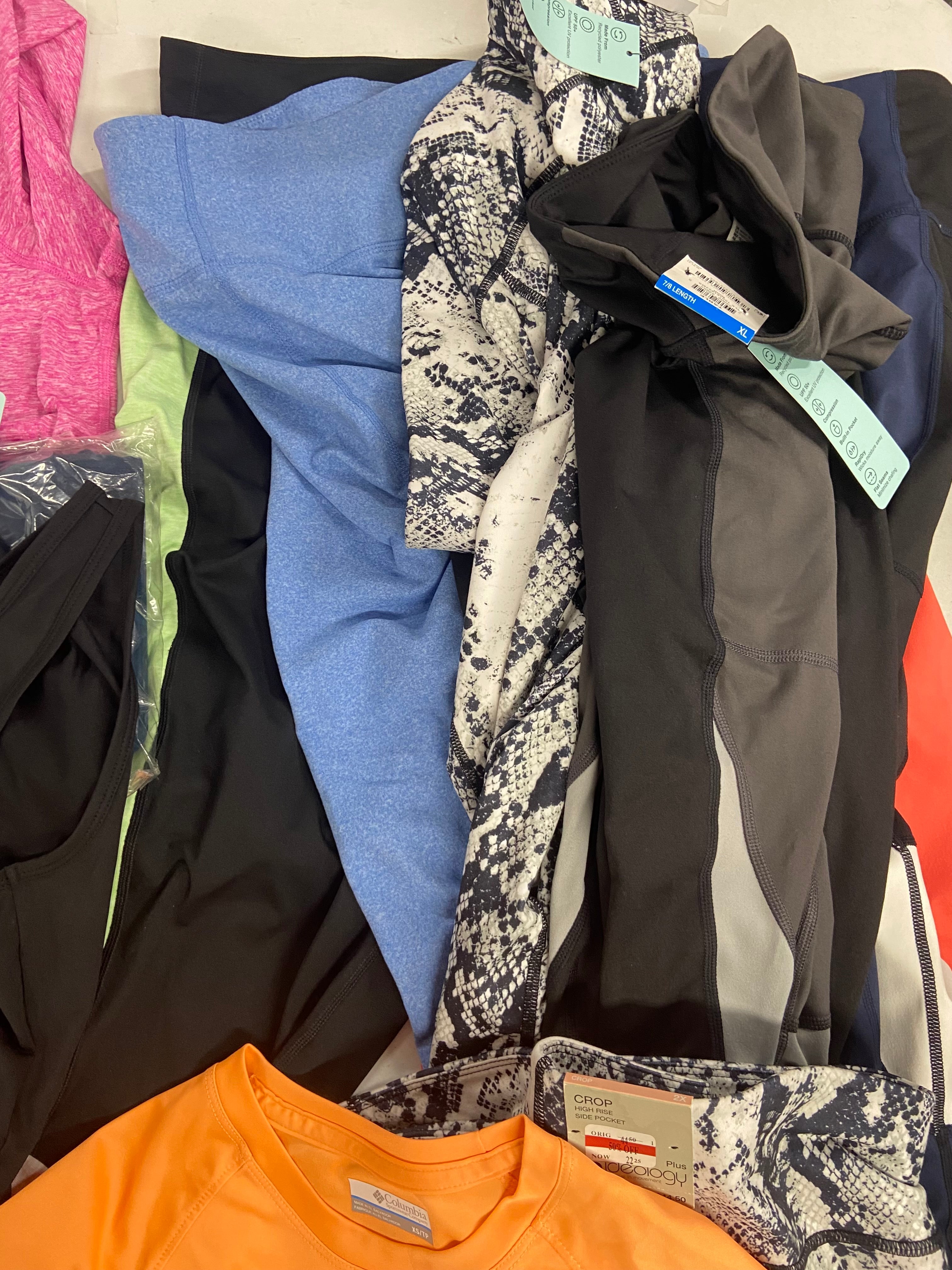 Women's Clothing Activewear Wholesale Lot, COLUMBIA, DKNY, IDEOLOGY and more, 15 items, Shelf Pulls, MSRP $472