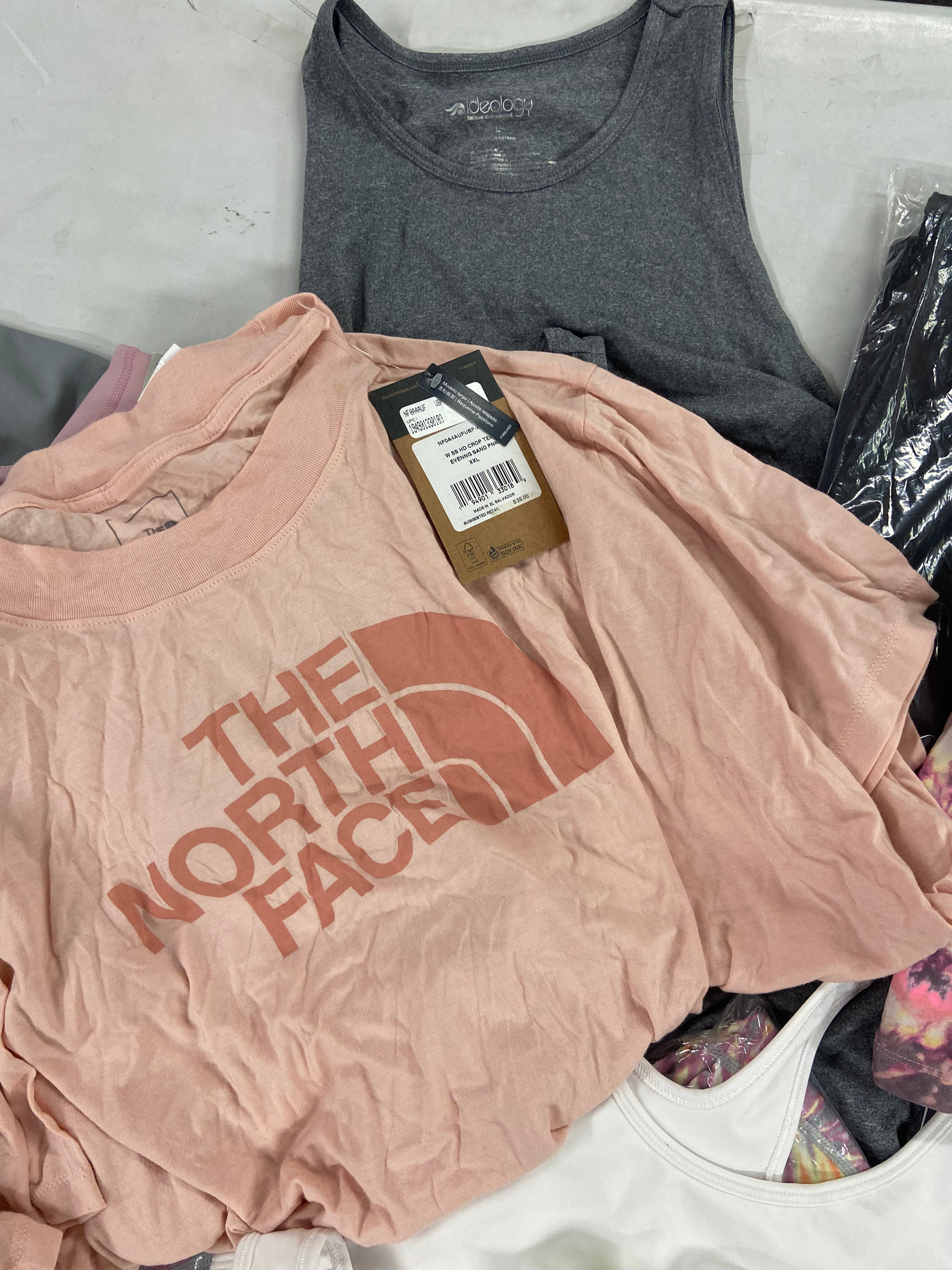 Women's Clothing Activewear Wholesale Lot, NIKE, THE NORTH FACE, ADIDAS, CALVIN KLEIN, FILA and more, 24 items, Shelf Pulls, MSRP $761