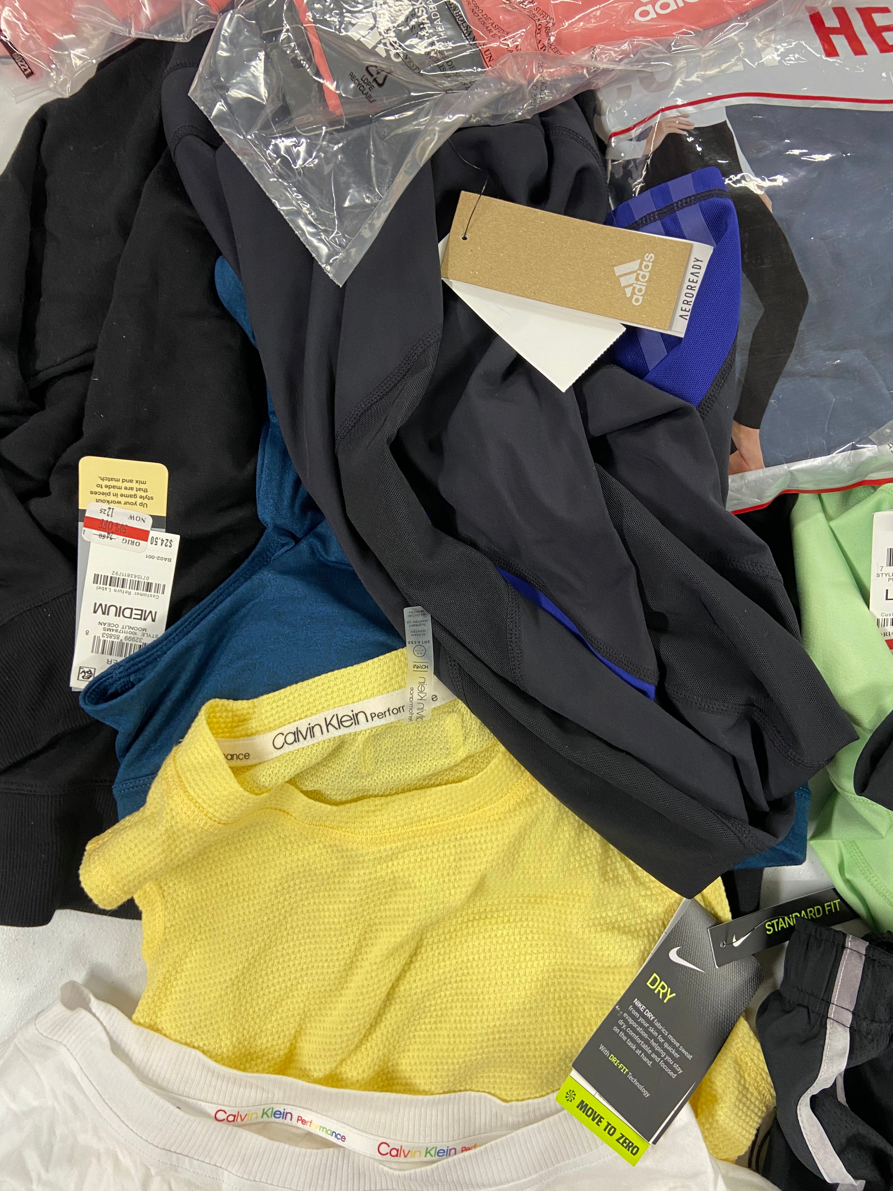 Women's Clothing Activewear Wholesale Lot, NIKE, UNDER ARMOUR, ADIDAS, CALVIN KLEIN, IDEOLOGY, 27 items, Shelf Pulls, MSRP $859