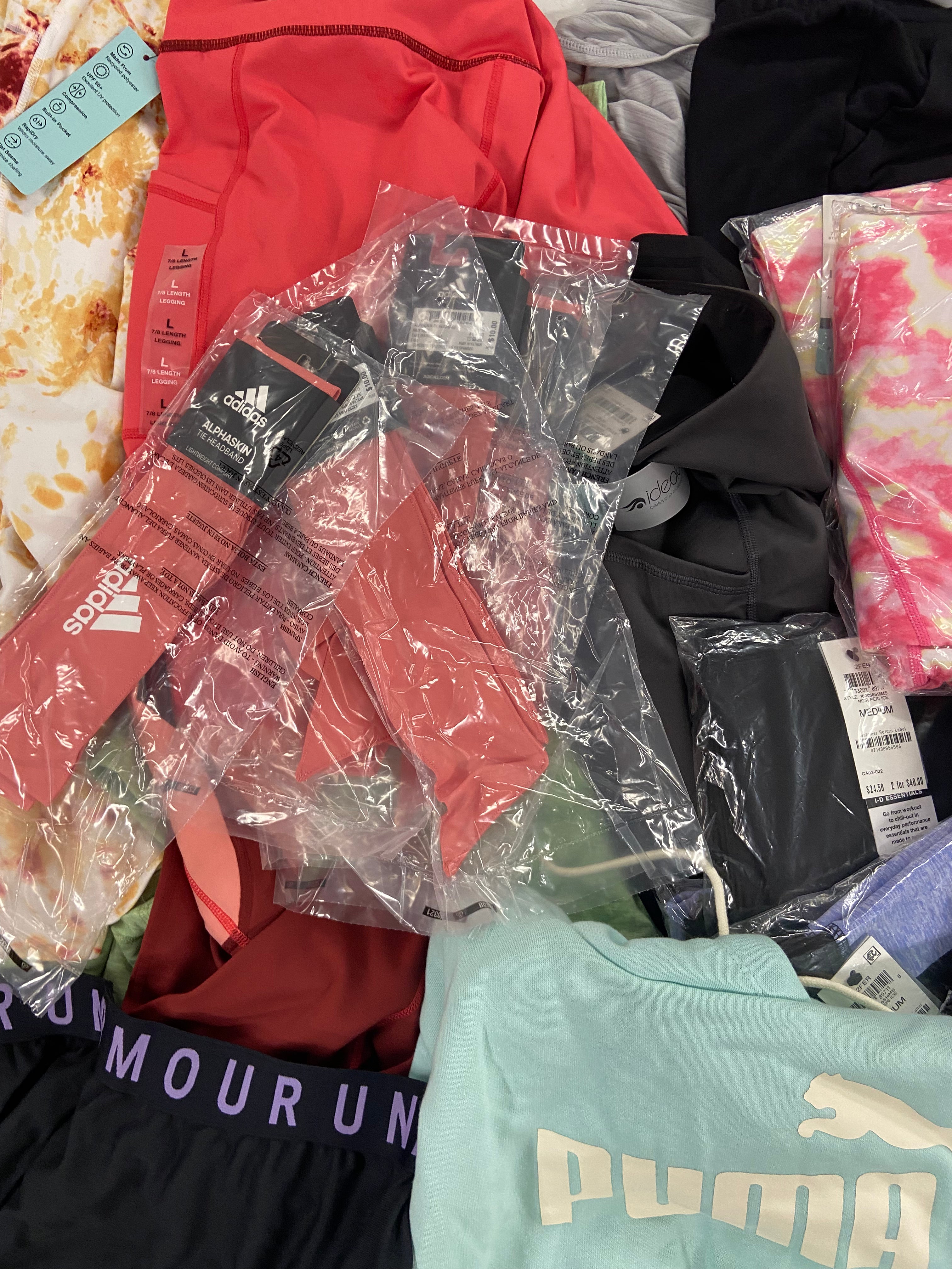 Women's Clothing Activewear Wholesale Lot, PUMA, UNDER ARMOUR, ADIDAS, NIKE, CALVIN KLEIN, 27 items, Shelf Pulls, MSRP $826