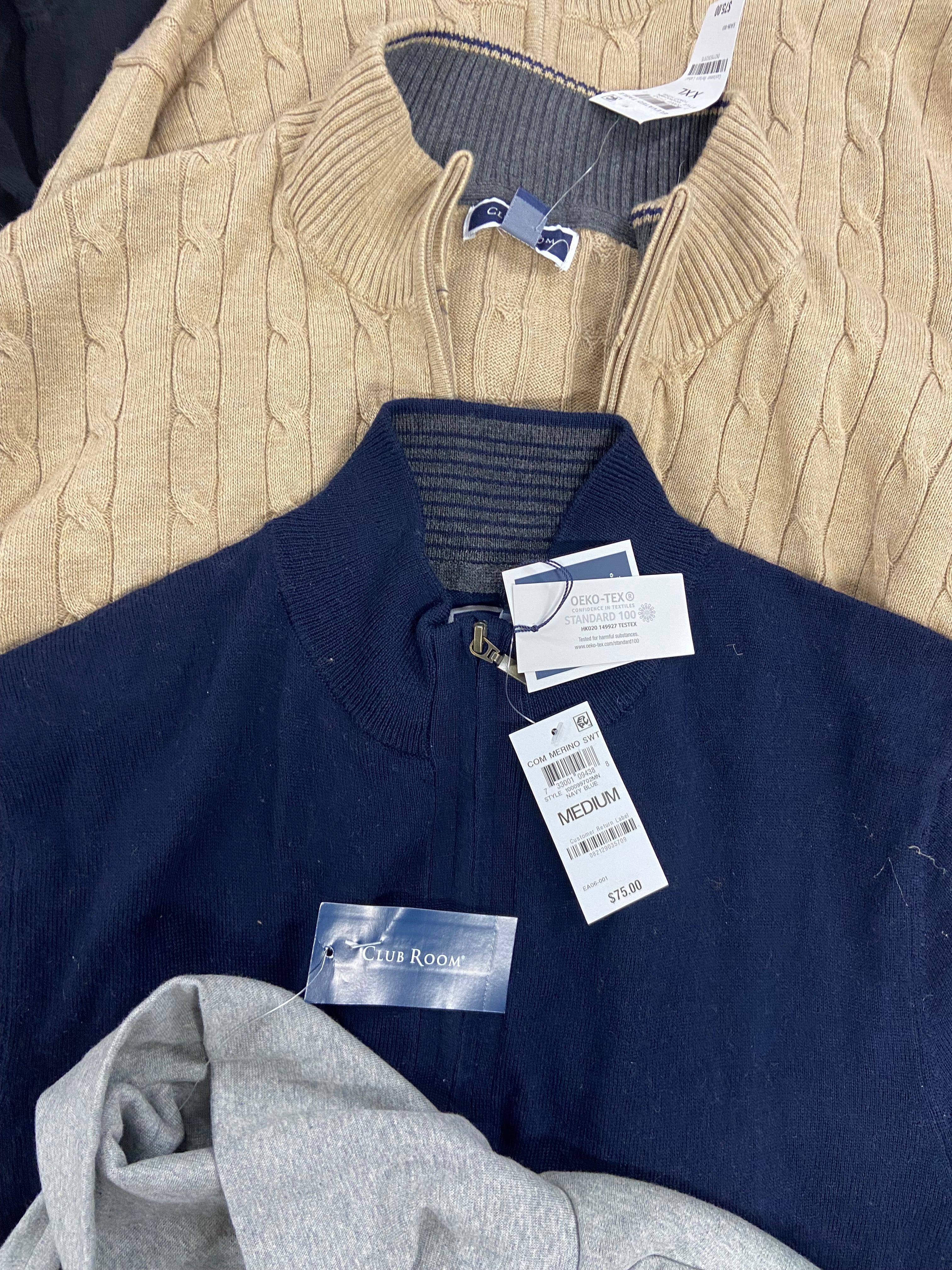 Men's Clothing CLUB ROOM Sweaters Wholesale Lot, 9 items, Shelf Pulls, MSRP $575