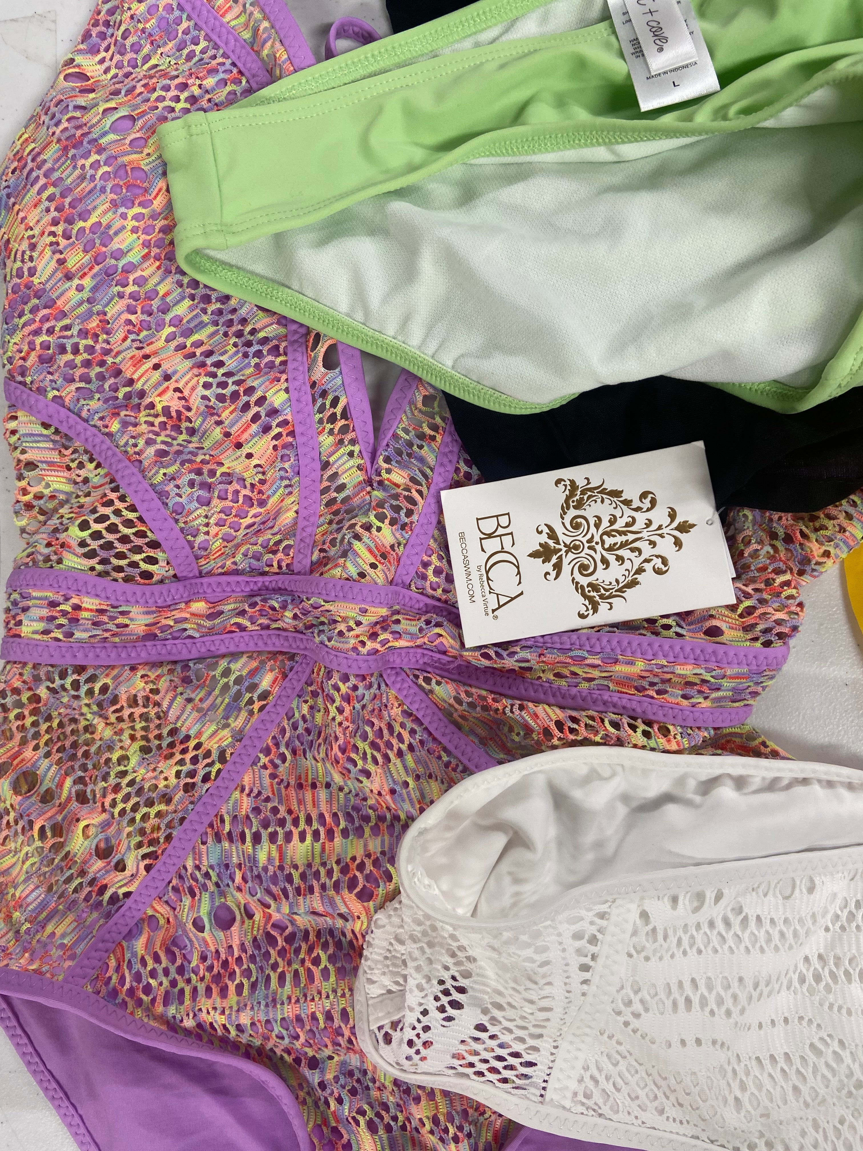 Women's Swimwear Wholesale Lot, BECCA, DKNY, ROD BEATTIE BLEU, RAISINS PLUS, RAVIYA and more, 17 items, Shelf Pulls, MSRP $813