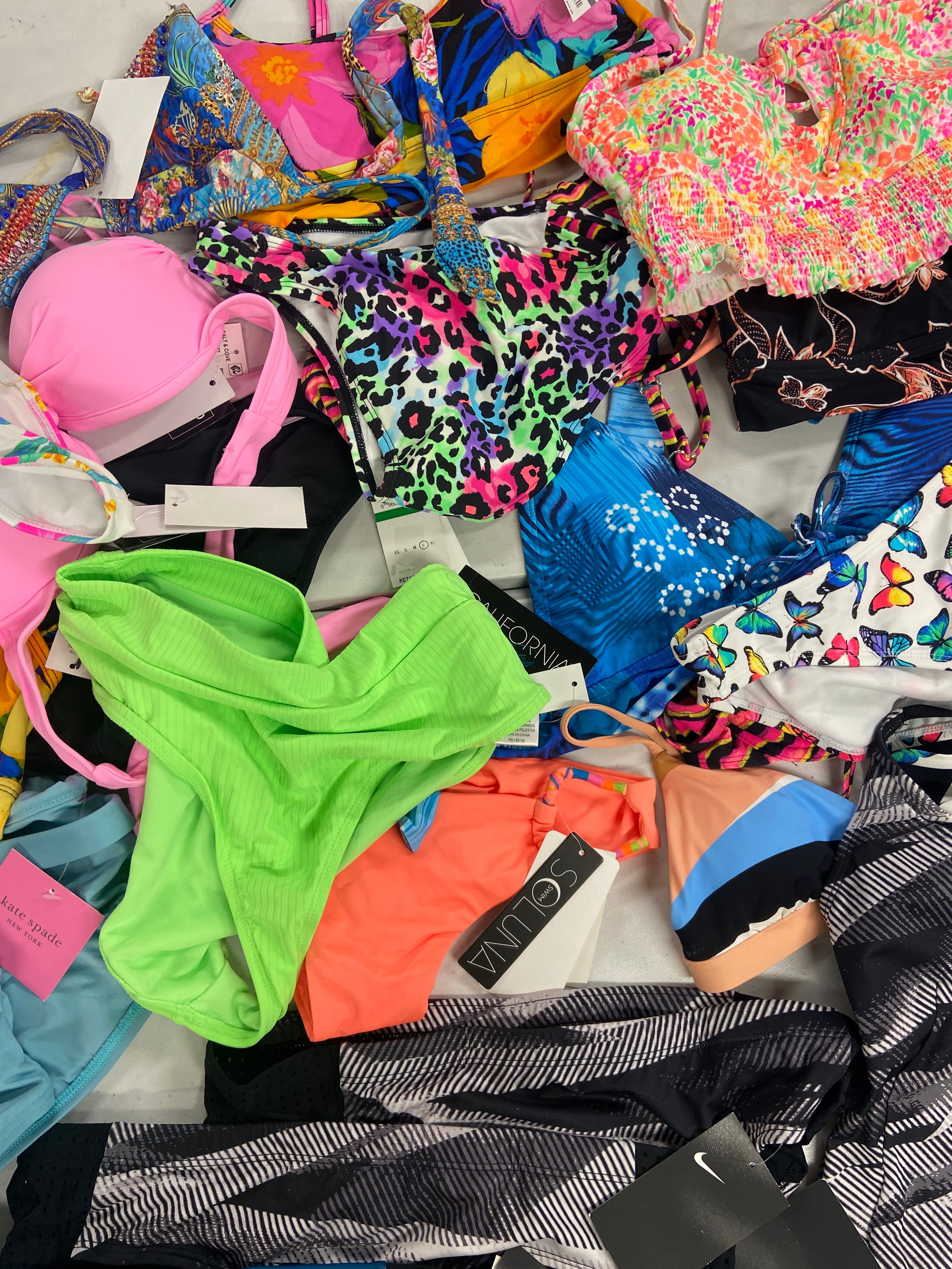 Women's Swimwear Wholesale Lot, LAUREN RALPH LAUREN, NIKE, ROXY, KATE SPADE, LA MODA, SOLUNA and more, 24 items, Shelf Pulls, MSRP $926