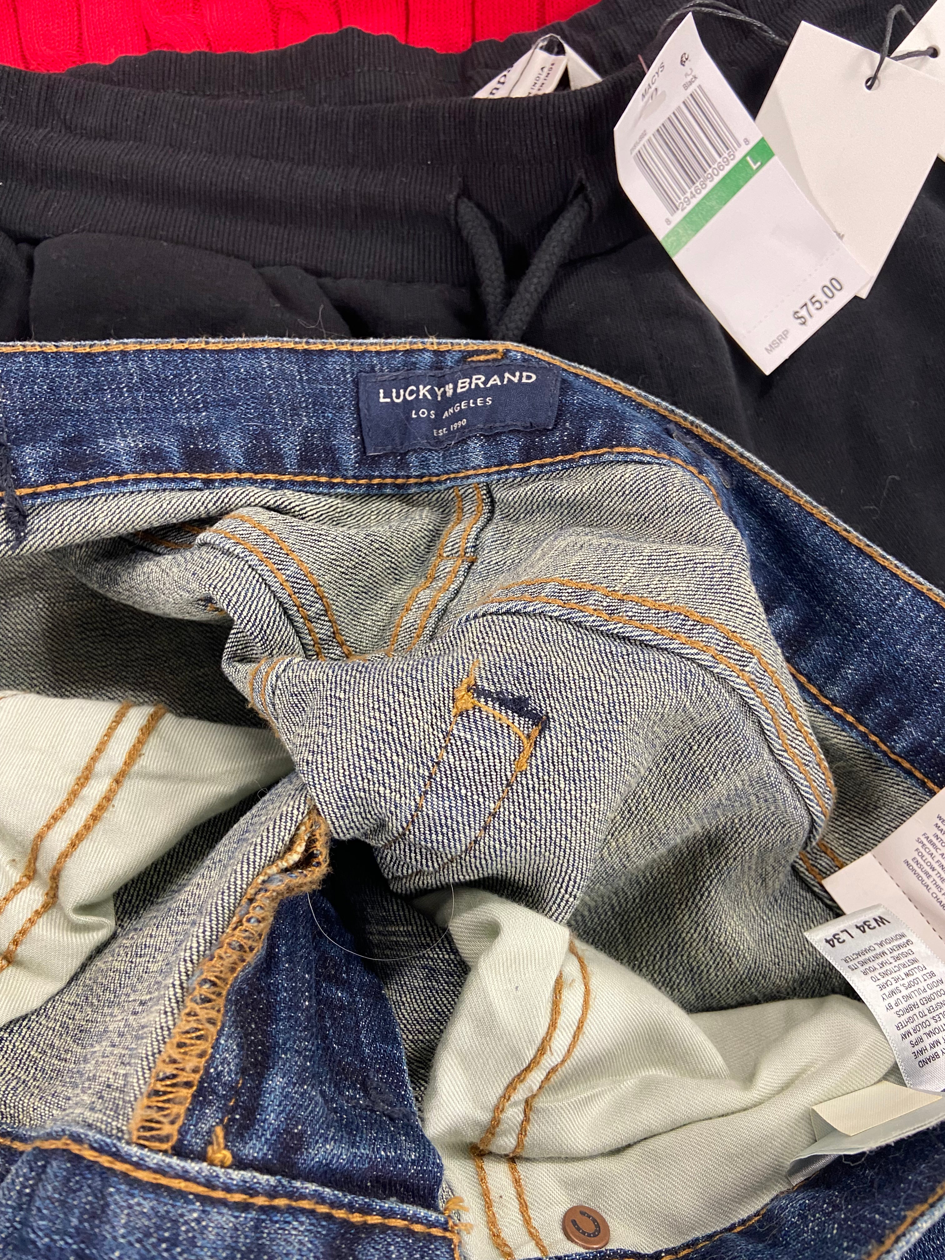 Men's Clothing Assorted Wholesale Lot, LUCKY BRAND, KARL LAGERFELD, CALVIN KLEIN, ORVIS, ELEVEN PARIS,  12 items, Shelf Pulls, MSRP $787