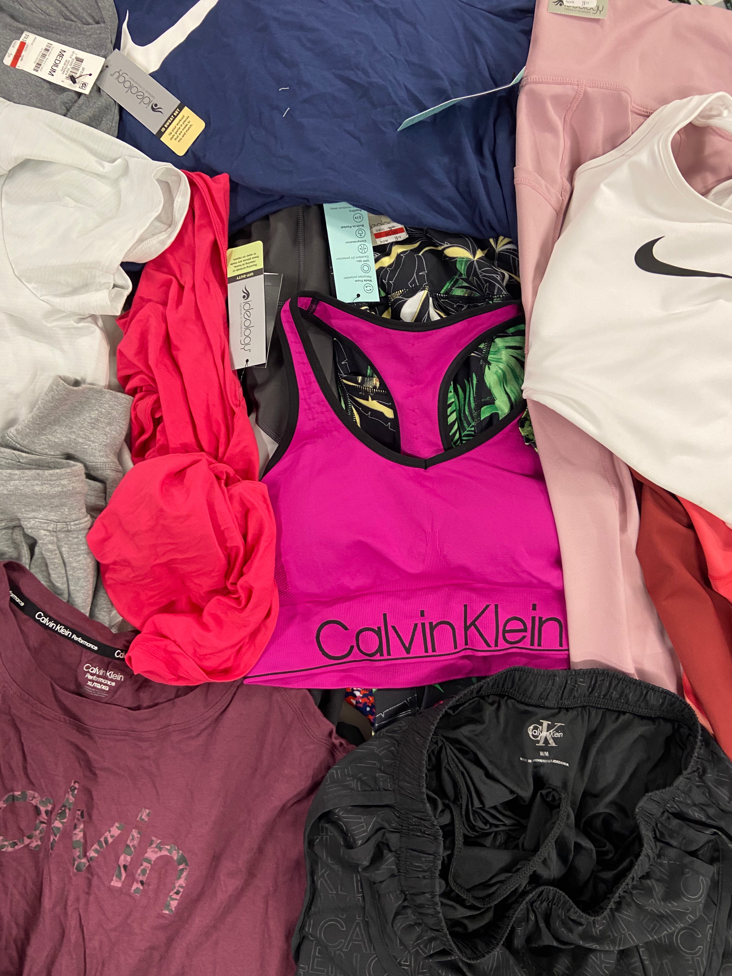 Women's Clothing Workout Outfits Wholesale Lot, NIKE, UNDER ARMOUR, CALVIN KLEIN, IDEOLOGY,  20 items, Shelf Pulls, MSRP $692