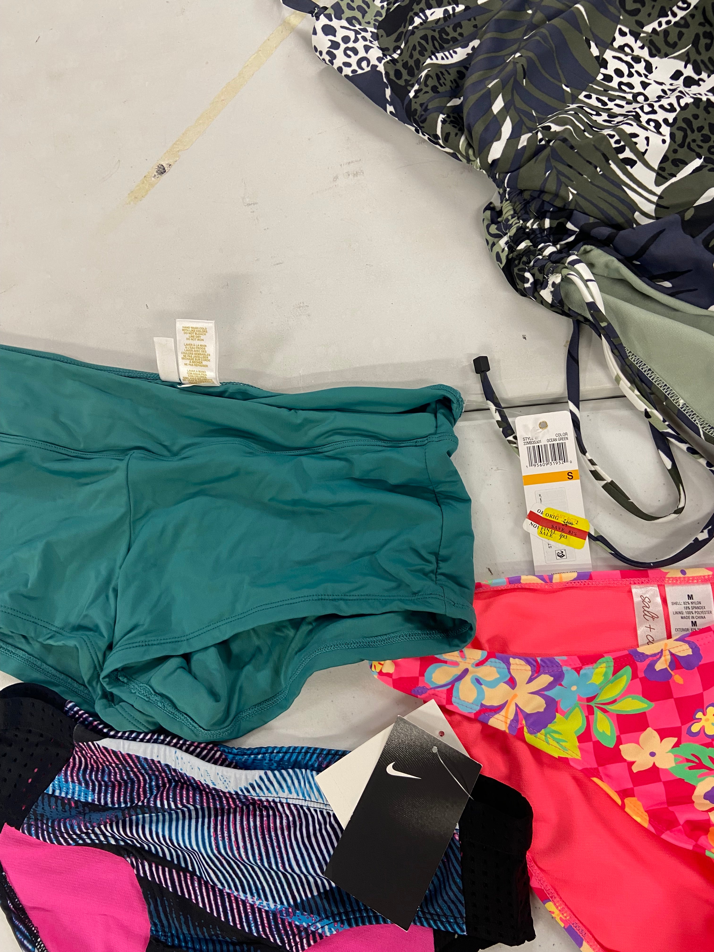 Women's Swimwear Wholesale Lot, NIKE, ANNE COLE, BAR III, SALT + COVE, CALIFORNIA WAVES, 10 items, Shelf Pulls, MSRP $462