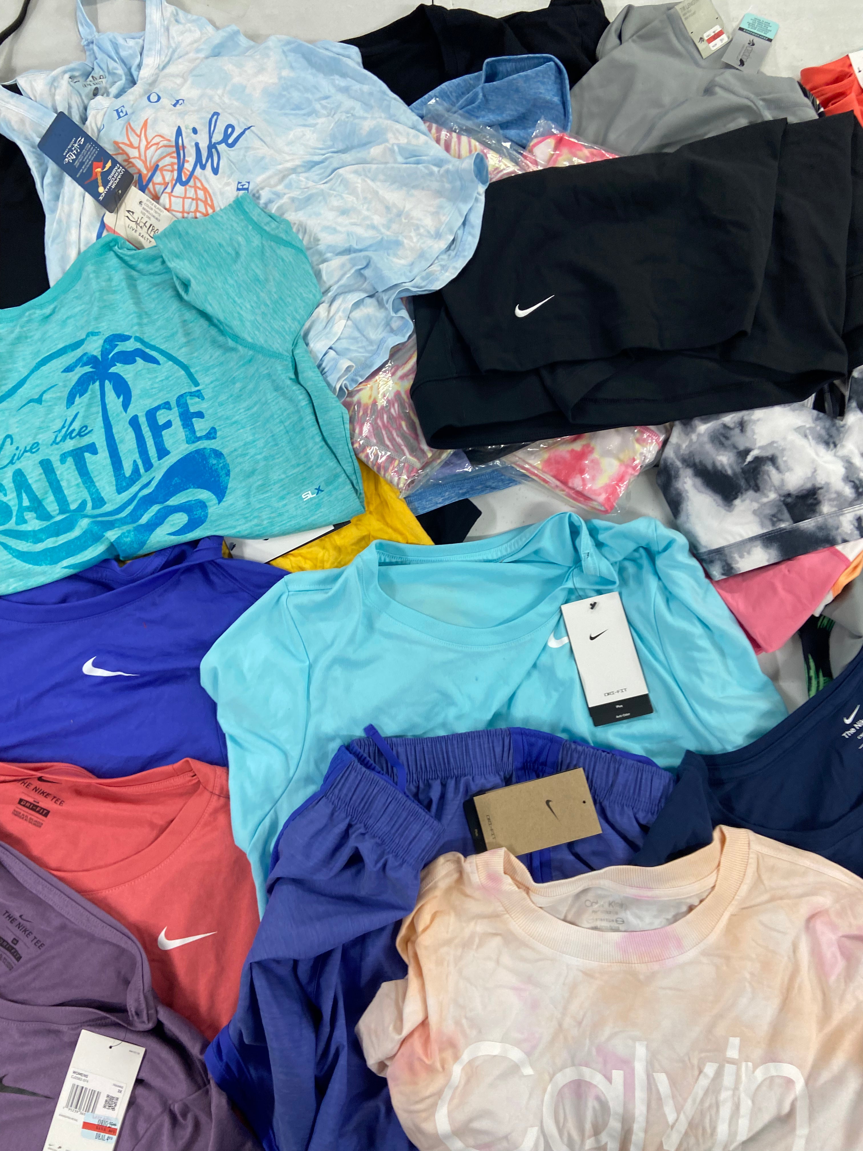 Women's Clothing Activewear Wholesale Lot, CK PERFORMANCE, SALT LIFE, NIKE, 32 DEGREES and more, 21 items, Shelf Pulls, MSRP $689