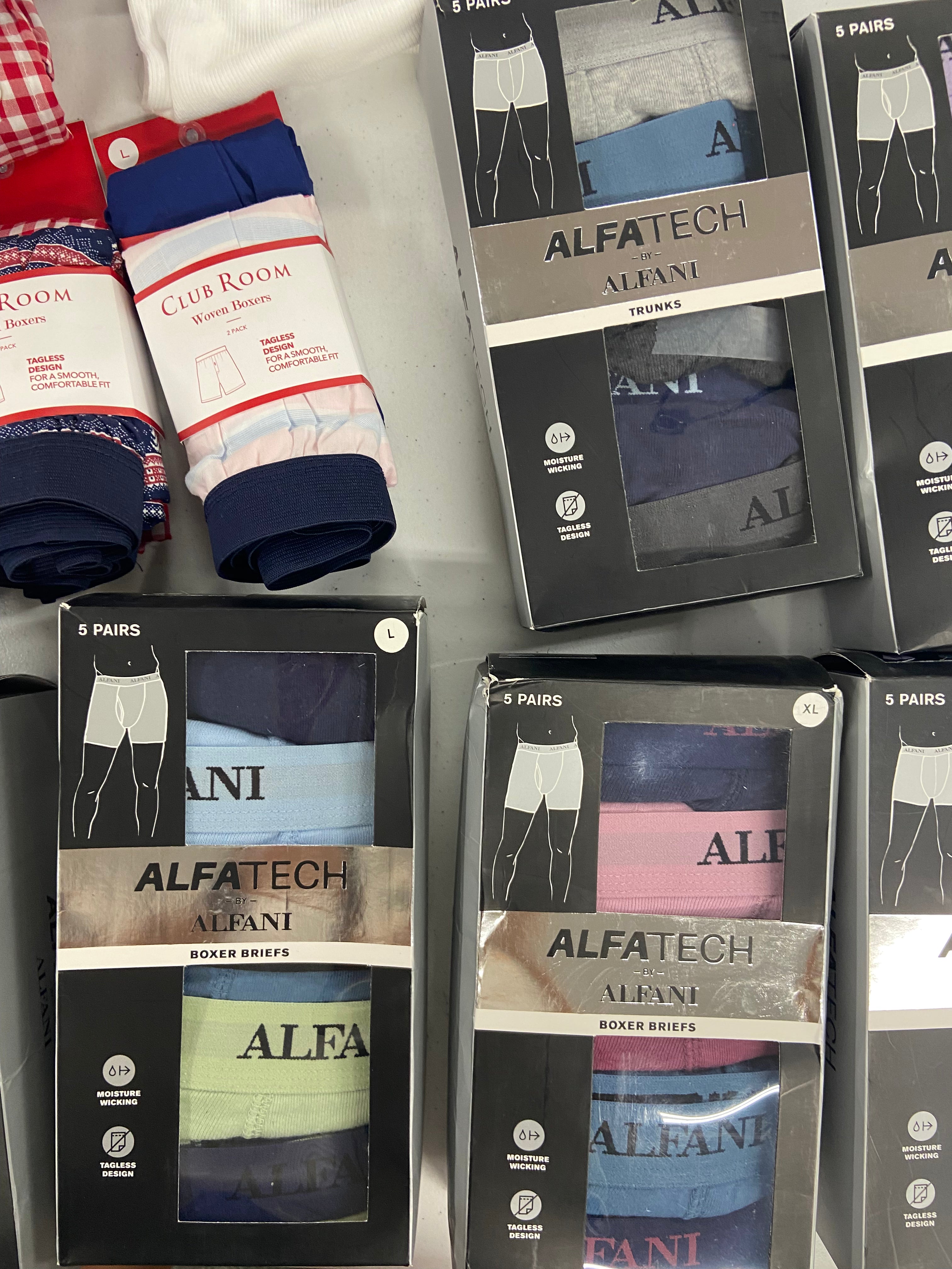 Men's Underwear (Boxers & Others) Wholesale Lot, ALFANI, CLUB ROOM 16 items, Shelf Pulls, MSRP $450