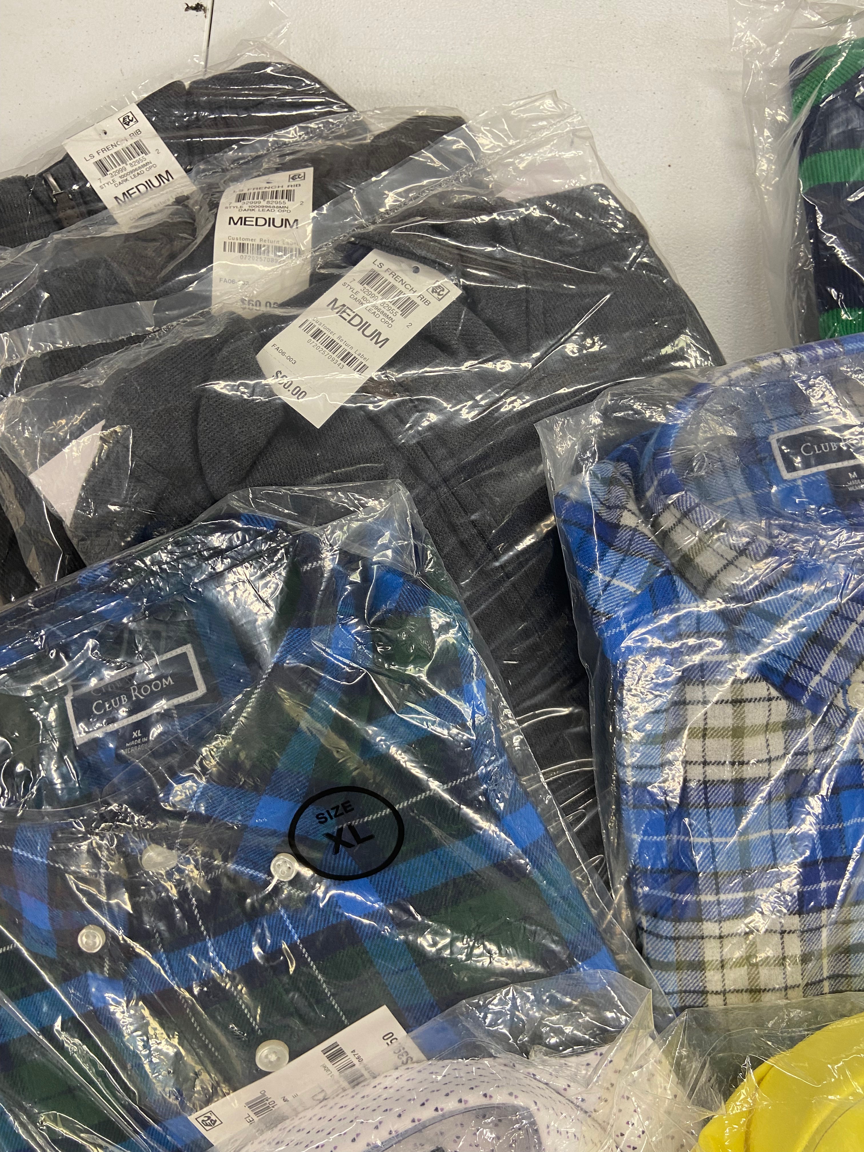 Men's Clothing Sweaters, Button-down Shirts & Others Wholesale Lot, CALVIN KLEIN, PENDLETON, CALABRUM, CLUB ROOM, and more, 15 items, Shelf Pulls, MSRP $859