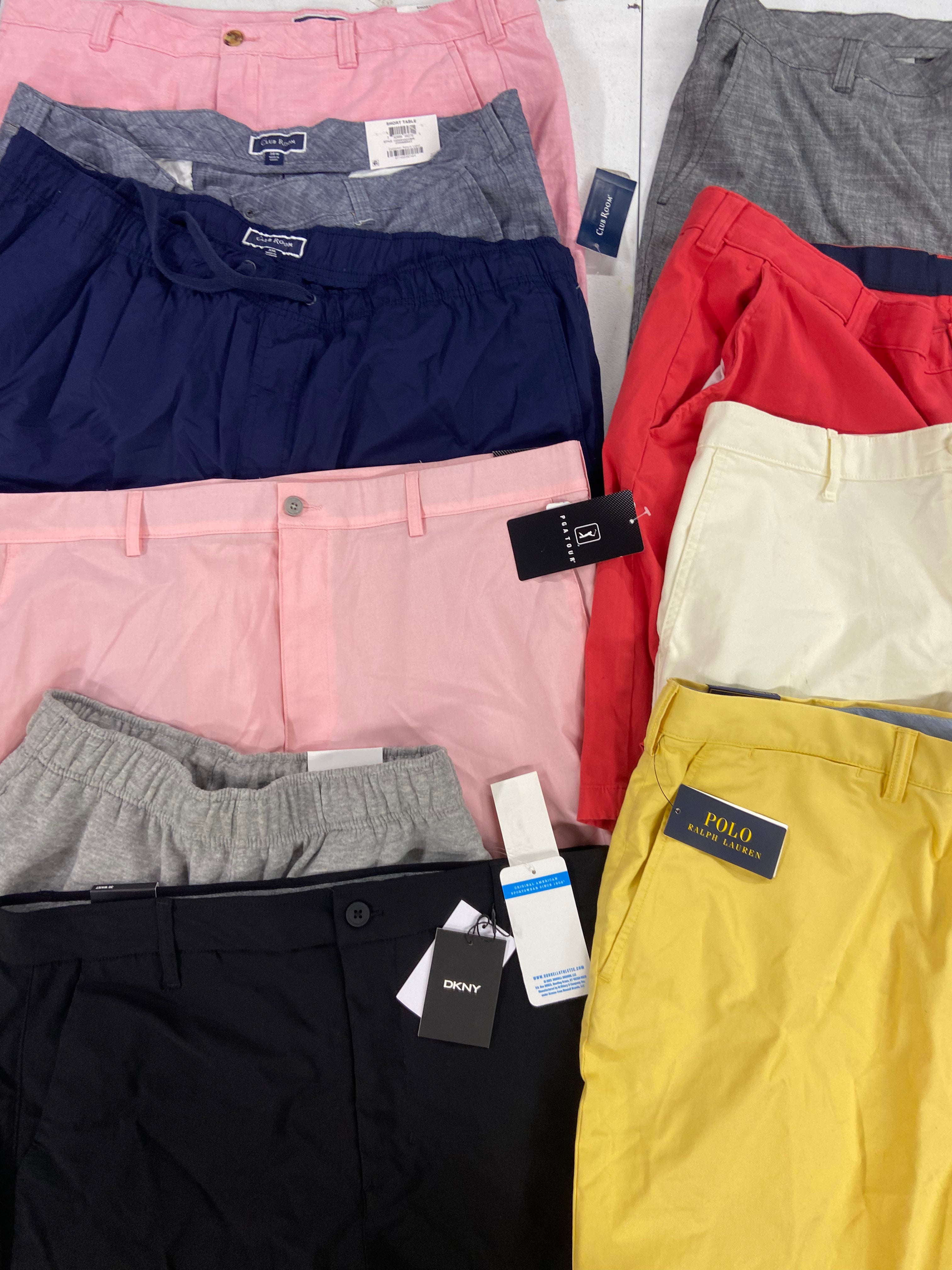 Men's Clothing Shorts Only Wholesale Lot, POLO RALPH LAUREN, CALVIN KLEIN, DKNY, PGA, RUSSEL ATHLETIC and more, 10 items, Shelf Pulls, MSRP $564