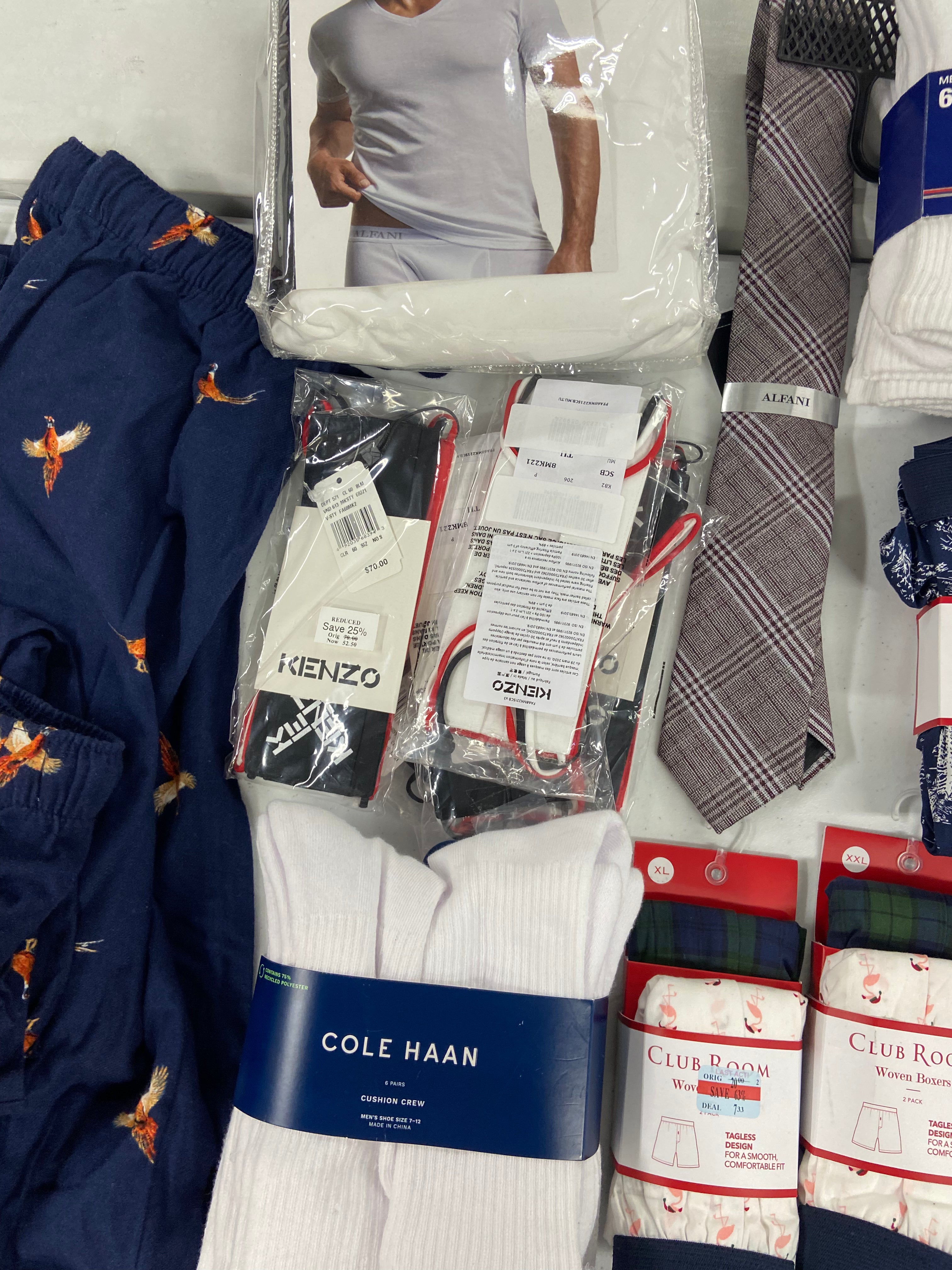 Men's UNDERWEAR, ACCESSORIES & Others Wholesale Lot, POLO RALPH LAUREN, KENZO, CHAMPION, COLE HAAN, CLUBROOM and more, 23 items, Shelf Pulls, MSRP $759