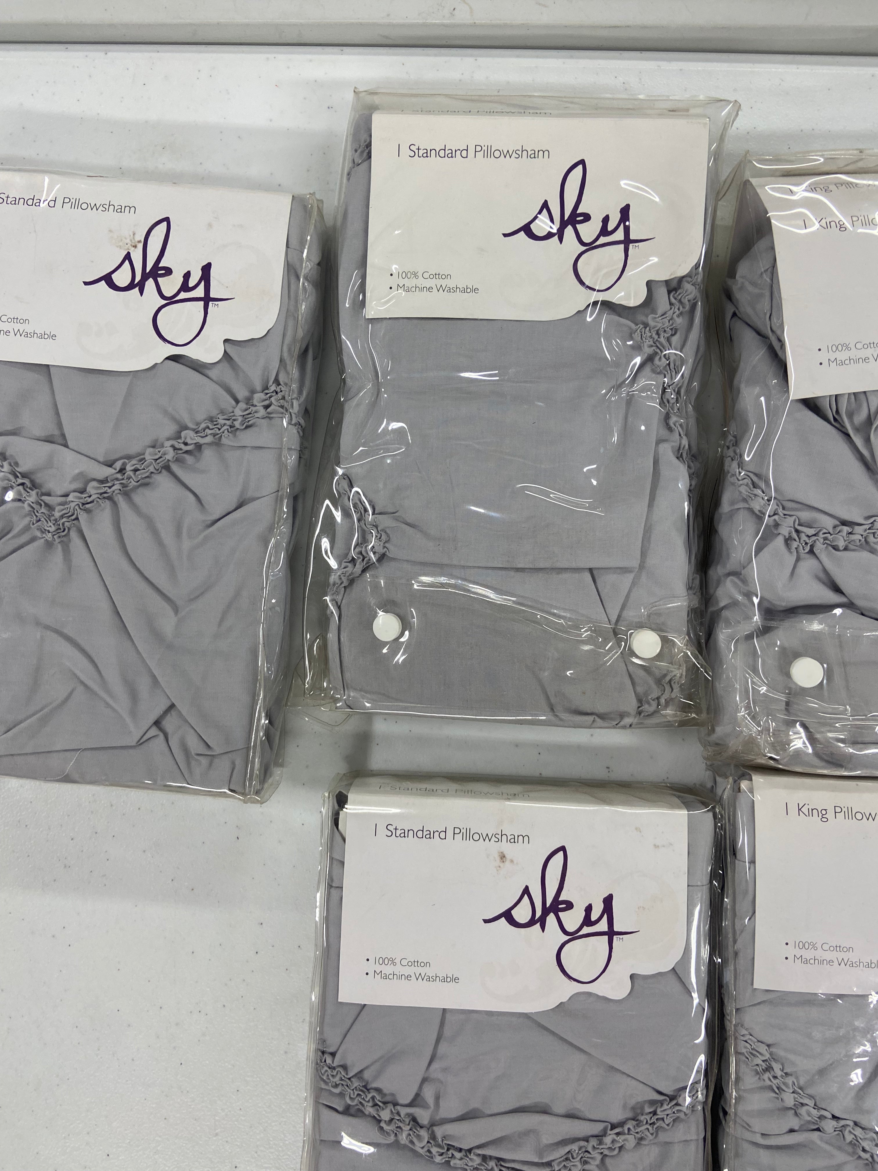 Sky Mock Shams Wholesale Lot, 11 items, Shelf Pulls, MSRP $605