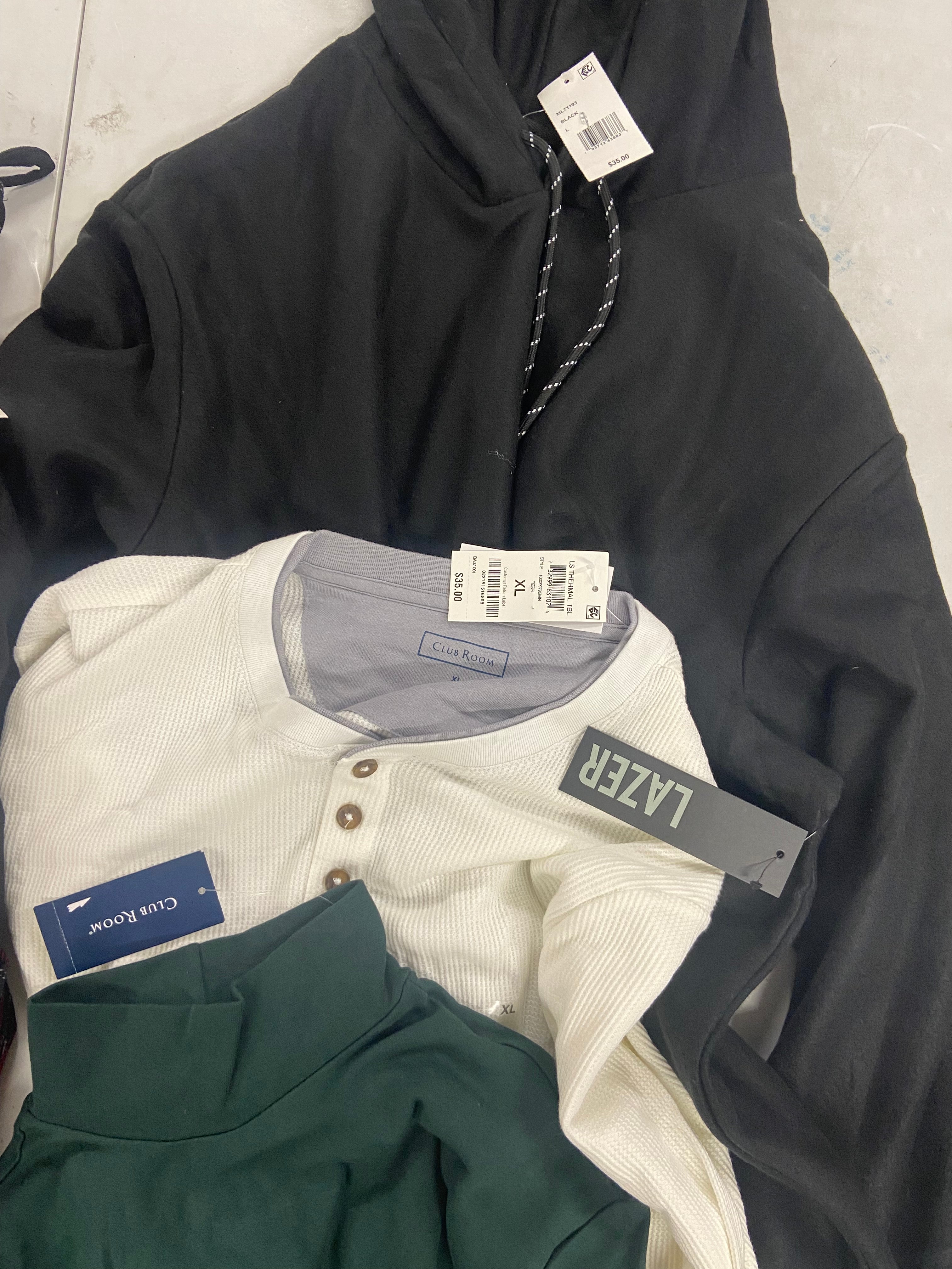 Men's Sleepwear Wholesale Lot, CLUB ROOM, LAZER, KOMAR LAYERING, 9items, Shelf Pulls, MSRP $380