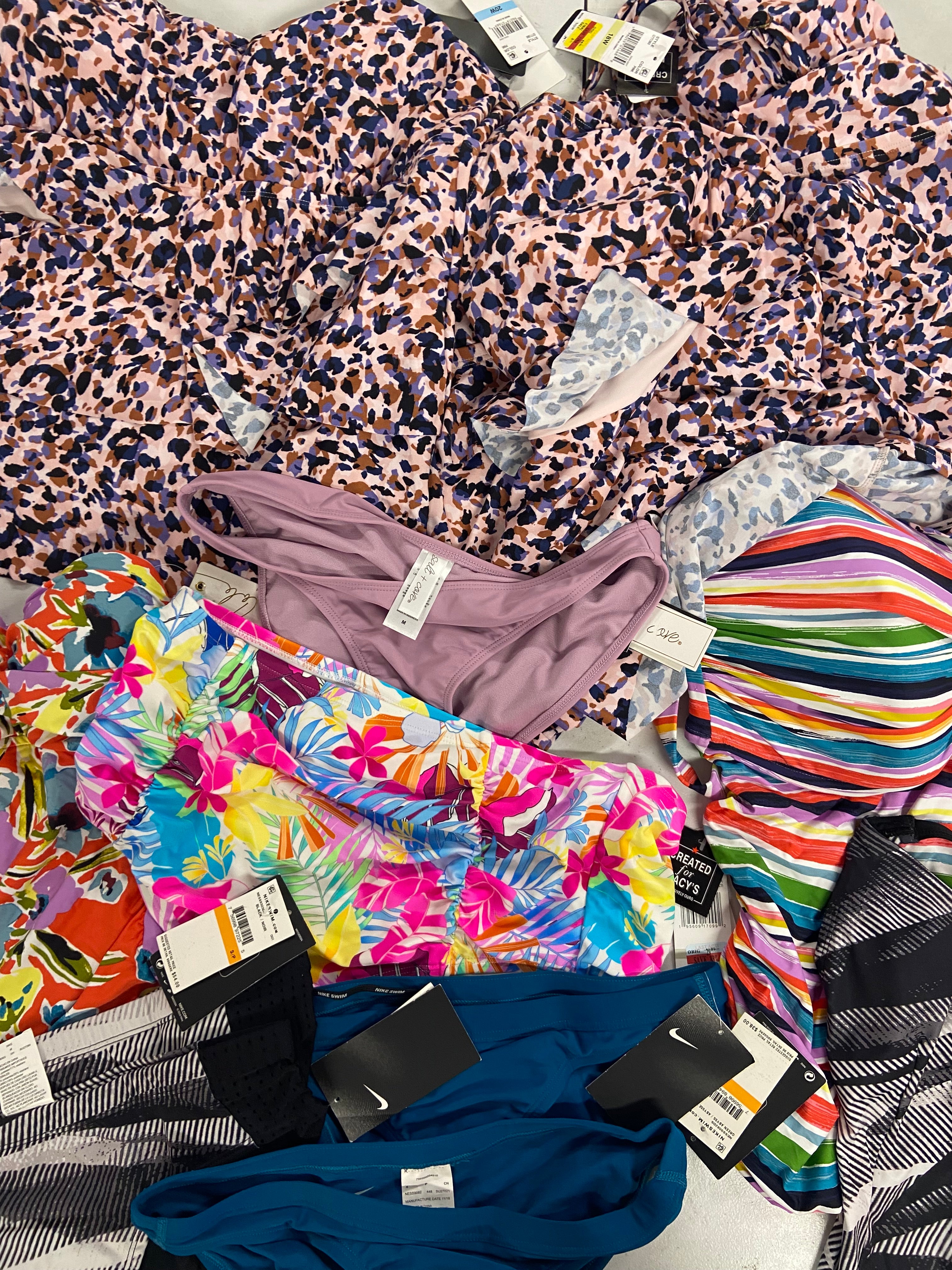 Women's Swimwear Wholesale Lot, NIKE, ANNE COLE, COLE OF CALIFORNIA and more, 12 items, Shelf Pulls, MSRP $591