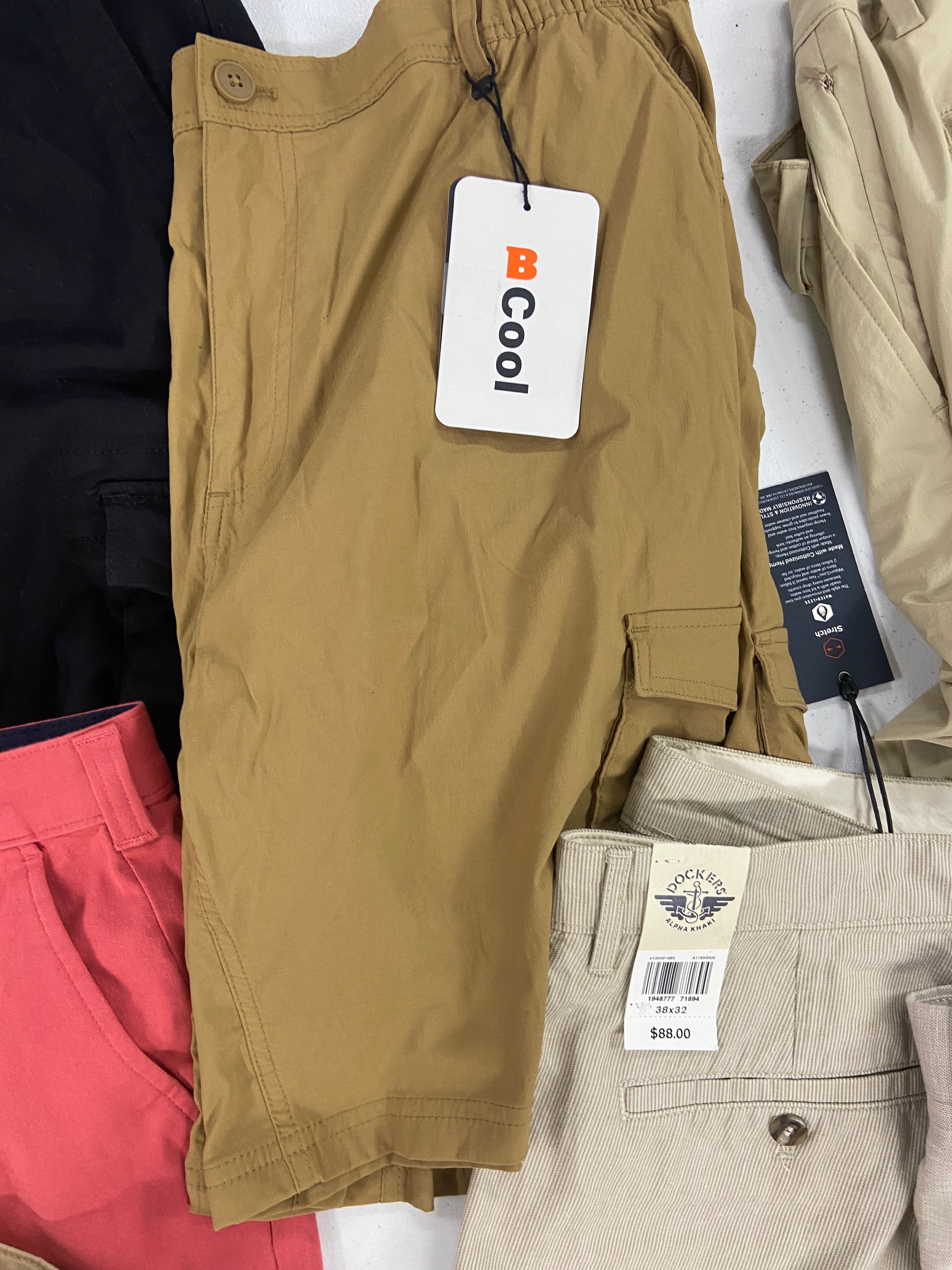 Men's Clothing Pants & Shorts Wholesale Lot, POLO RALPH LAUREN, DOCKERS, BASS OUTDOOR, PERRY ELLIS, CLUB ROOM, 7 items, Shelf Pulls, MSRP $517