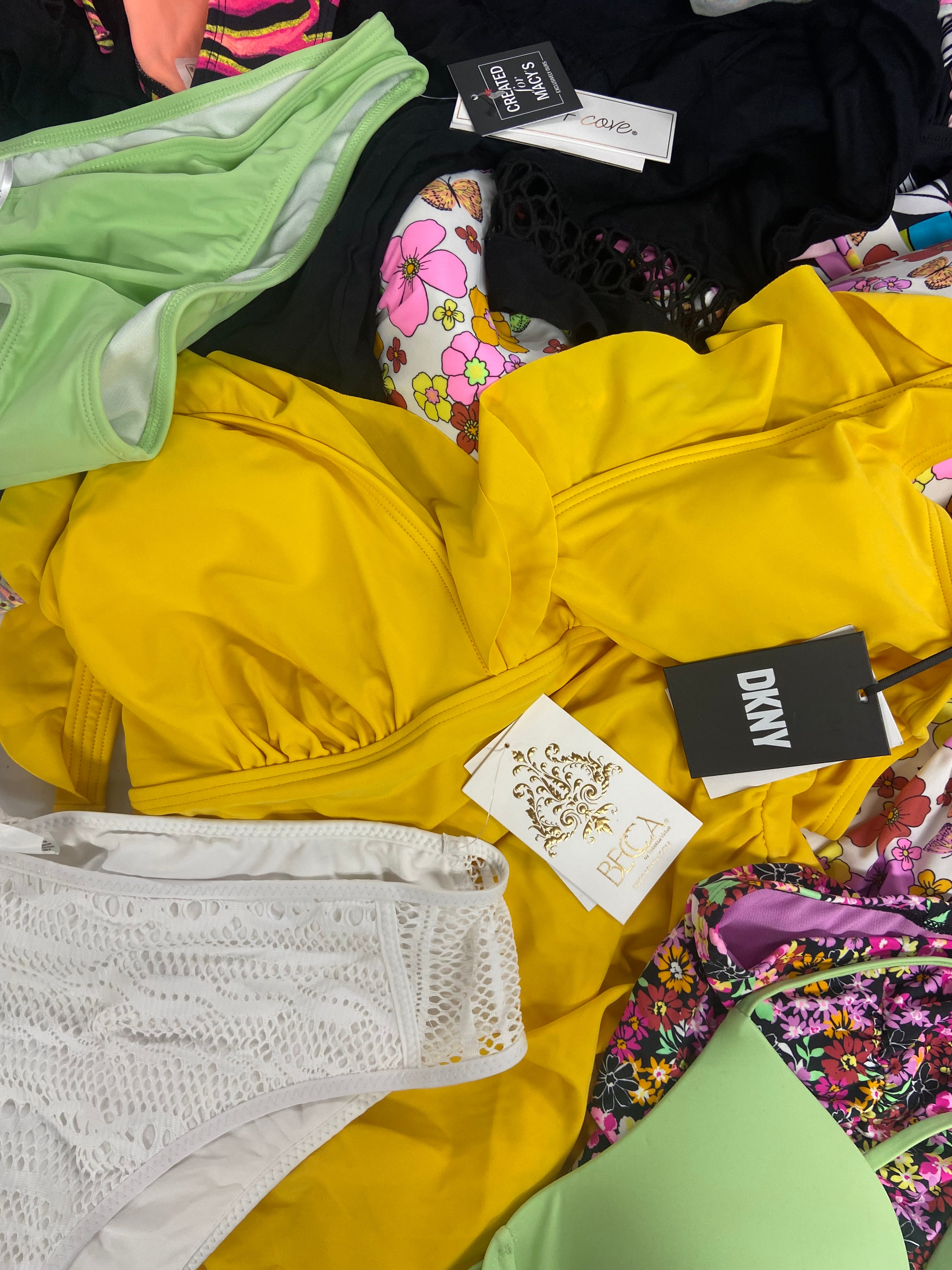 Women's Swimwear Wholesale Lot, BECCA, DKNY, ROD BEATTIE BLEU, RAISINS PLUS, RAVIYA and more, 17 items, Shelf Pulls, MSRP $813
