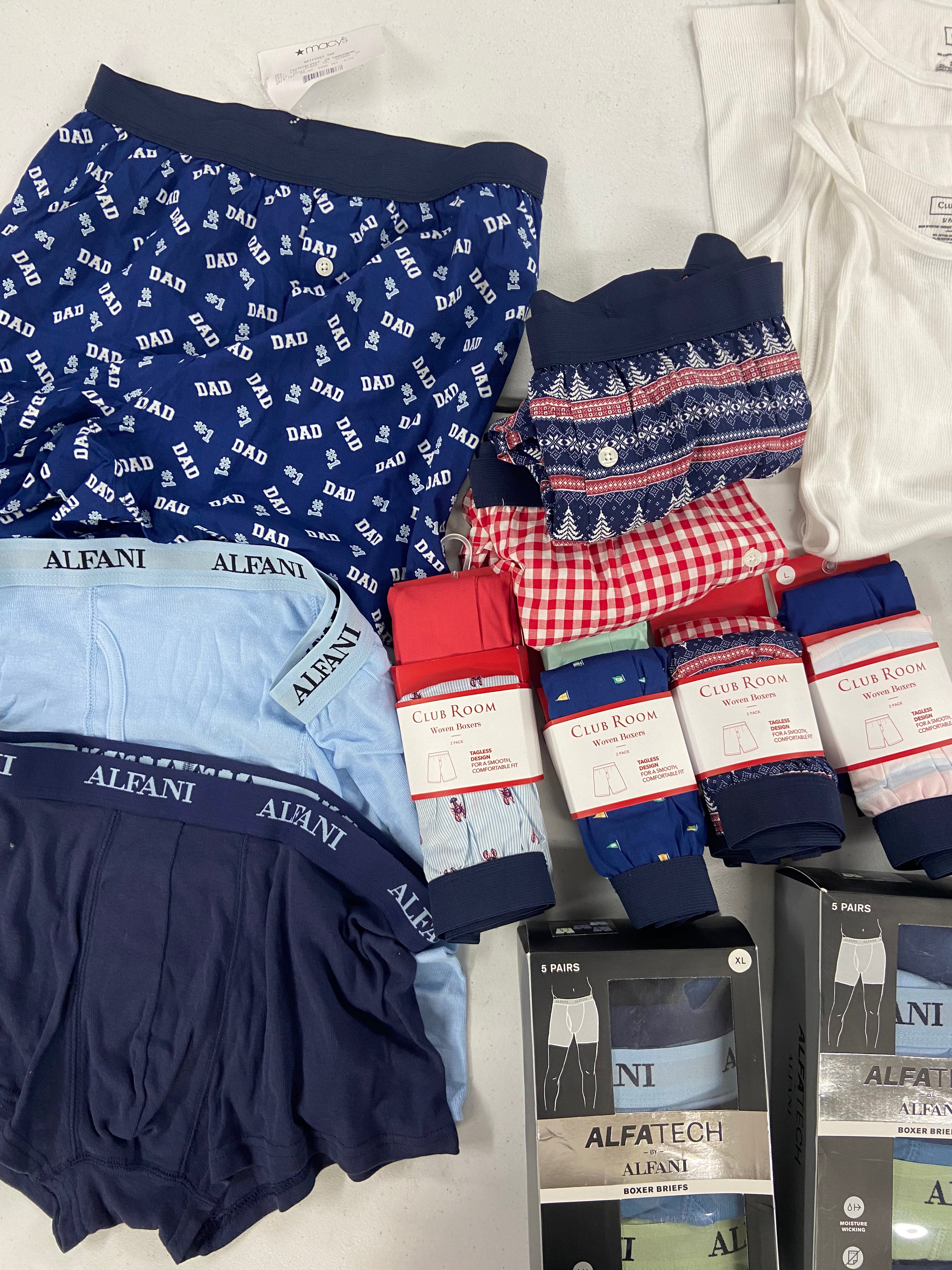 Men's Underwear (Boxers & Others) Wholesale Lot, ALFANI, CLUB ROOM 16 items, Shelf Pulls, MSRP $450