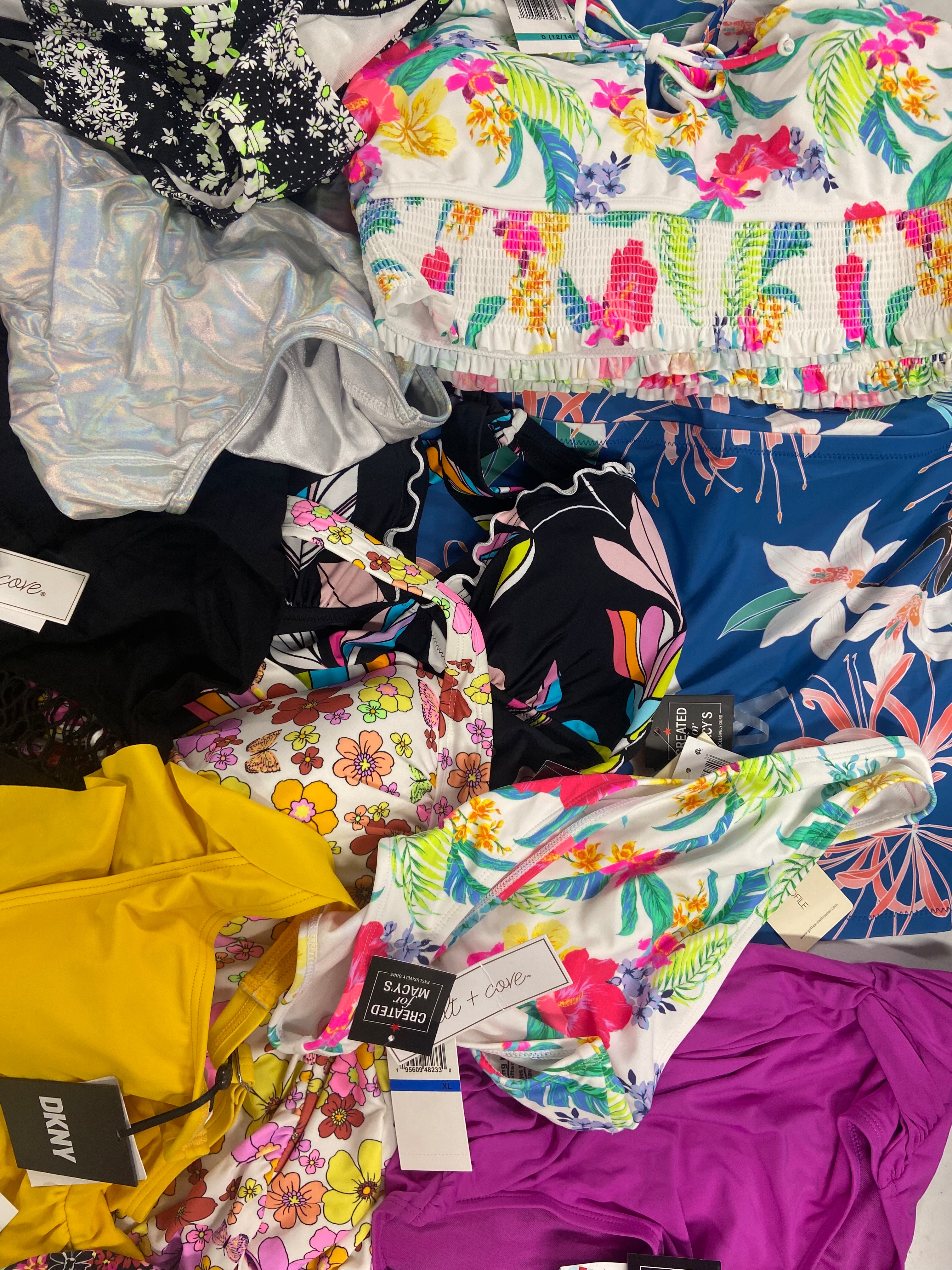 Women's Swimwear Wholesale Lot, BECCA, DKNY, ROD BEATTIE BLEU, RAISINS PLUS, RAVIYA and more, 17 items, Shelf Pulls, MSRP $813