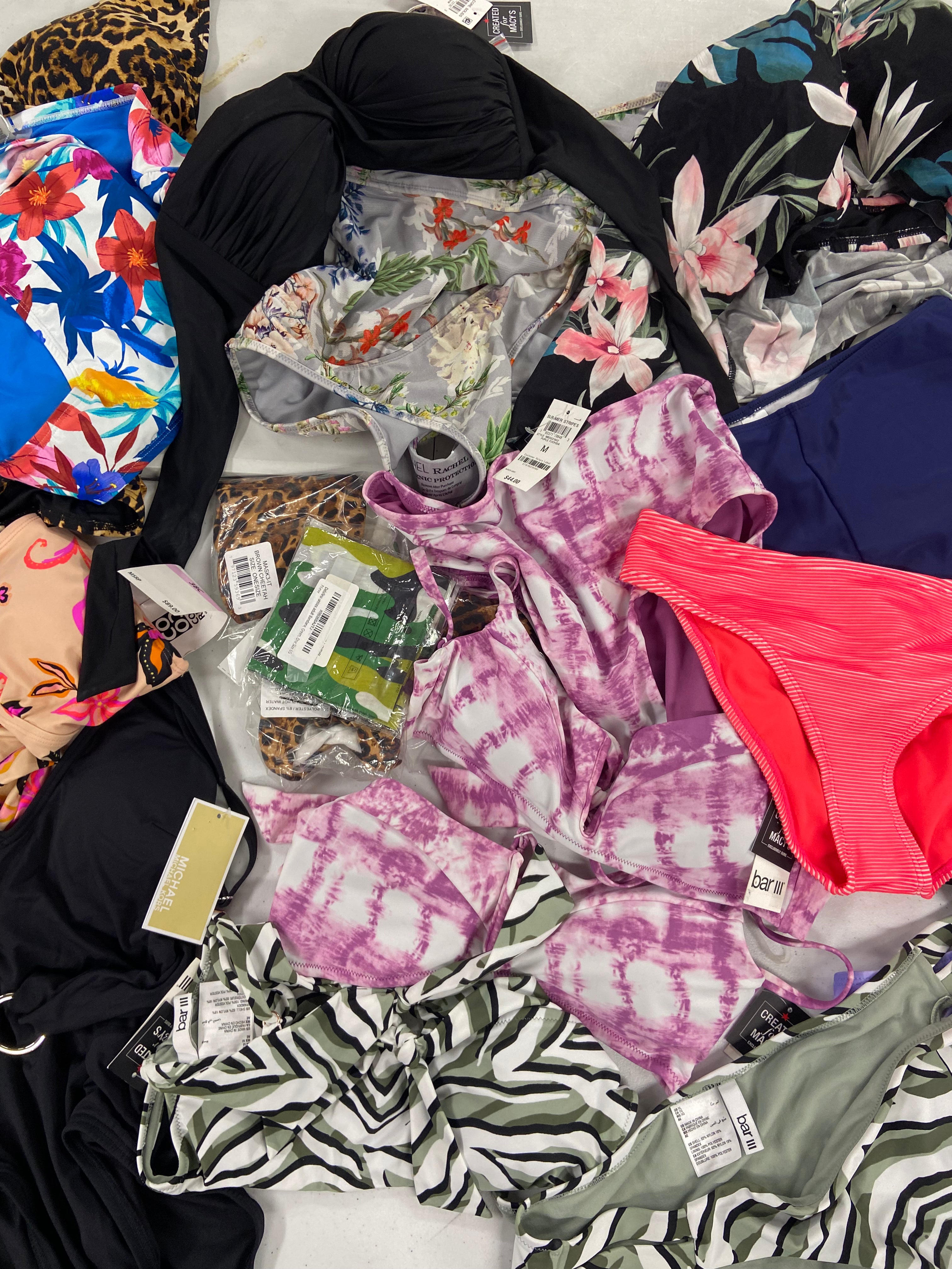 Women's Swimwear & Others Wholesale Lot, CALVIN KLEIN, MICHAEL KORS, COCO REEF, CALIFORNIA WAVES, ROD BEATTIE BLEU, RACHEL ROY and more, 21 items, Shelf Pulls, MSRP $1,008