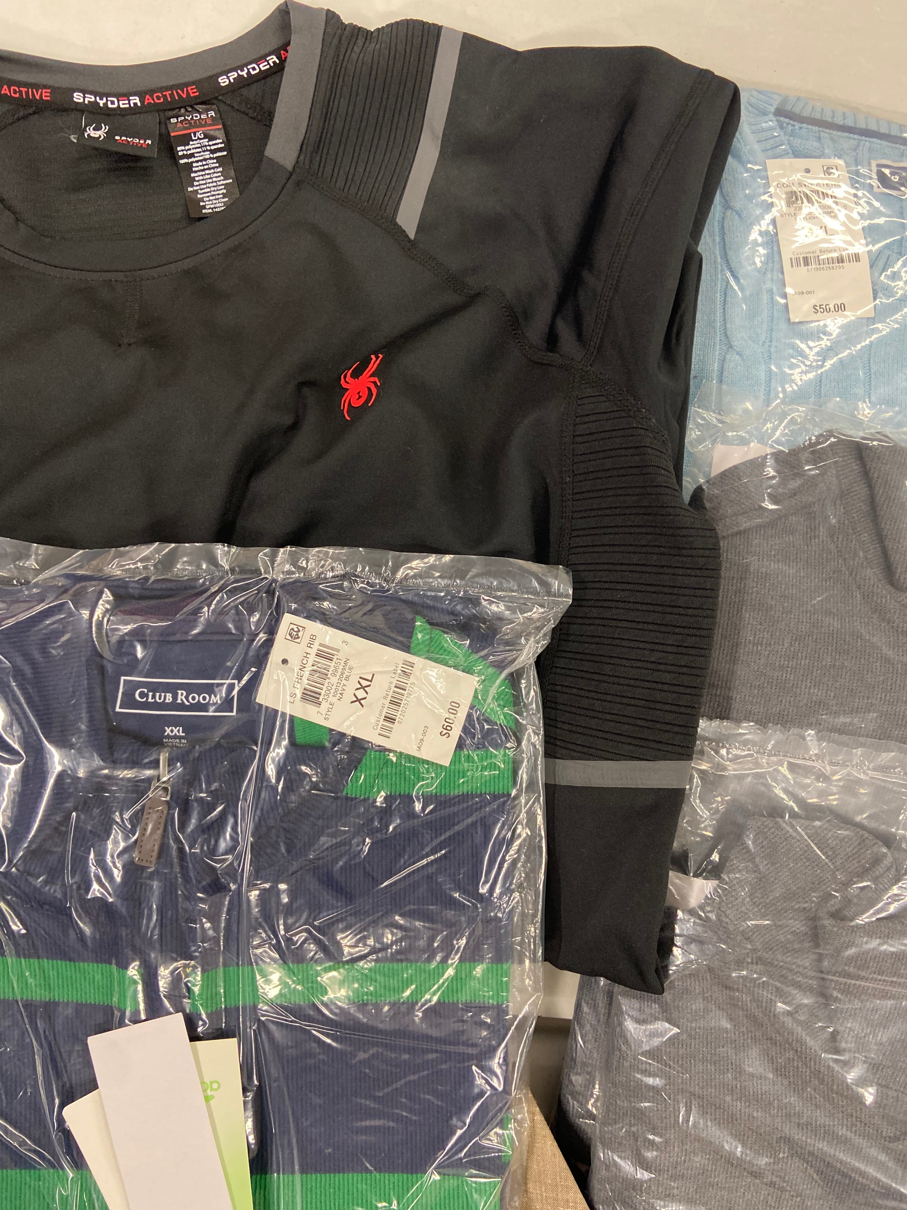 Men's Clothing Sweaters & Others, Wholesale Lot, LAUREN RALPH LAUREN, ADIDAS, EDDIE BAUER, SPYDER, CLUB ROOM and more, 11 items, Shelf Pulls, MSRP $710