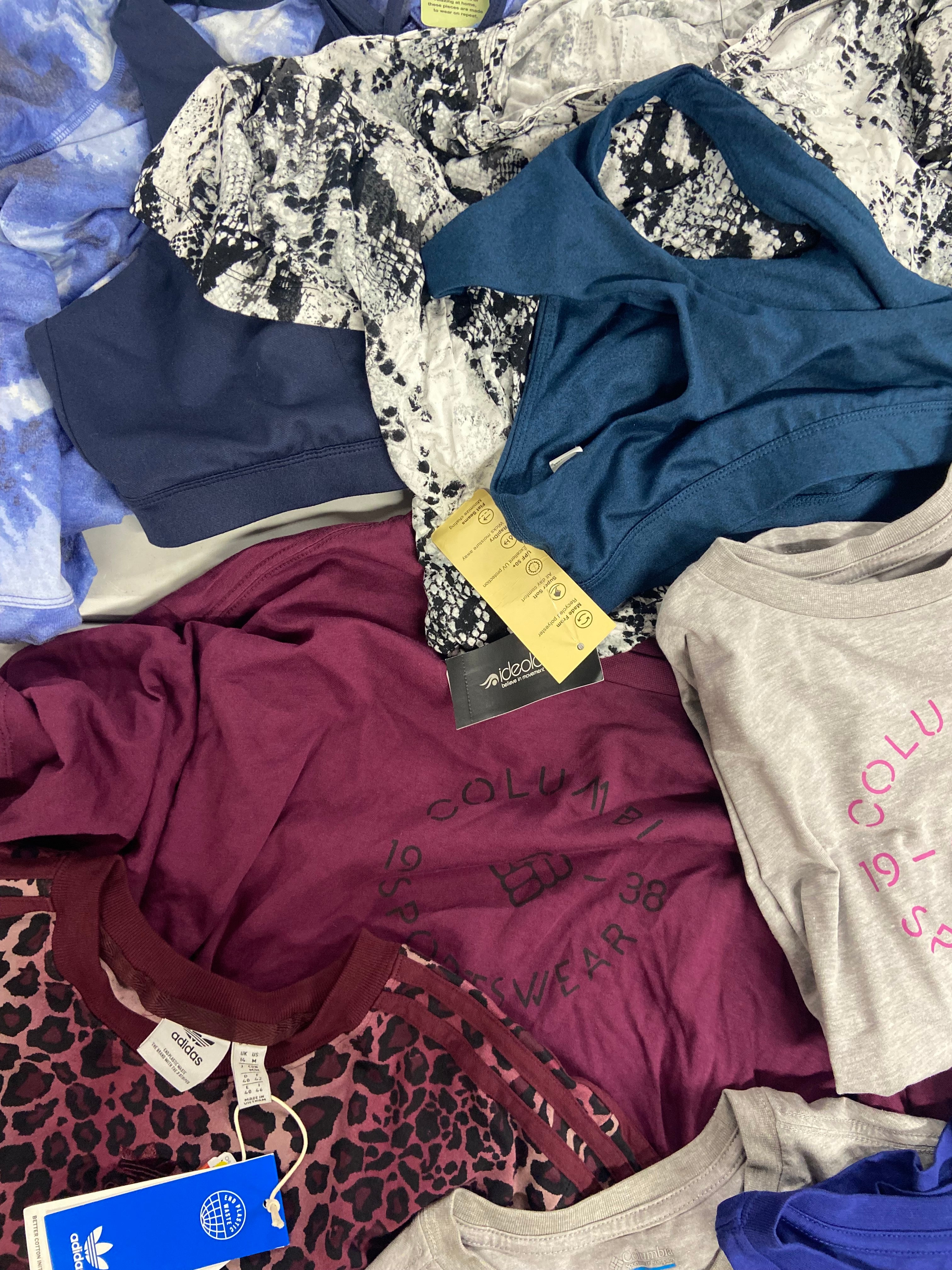 Women's Clothing Activewear Wholesale Lot, COLUMBIA, DKNY, ADIDAS and more, 17 items, Shelf Pulls, MSRP $609