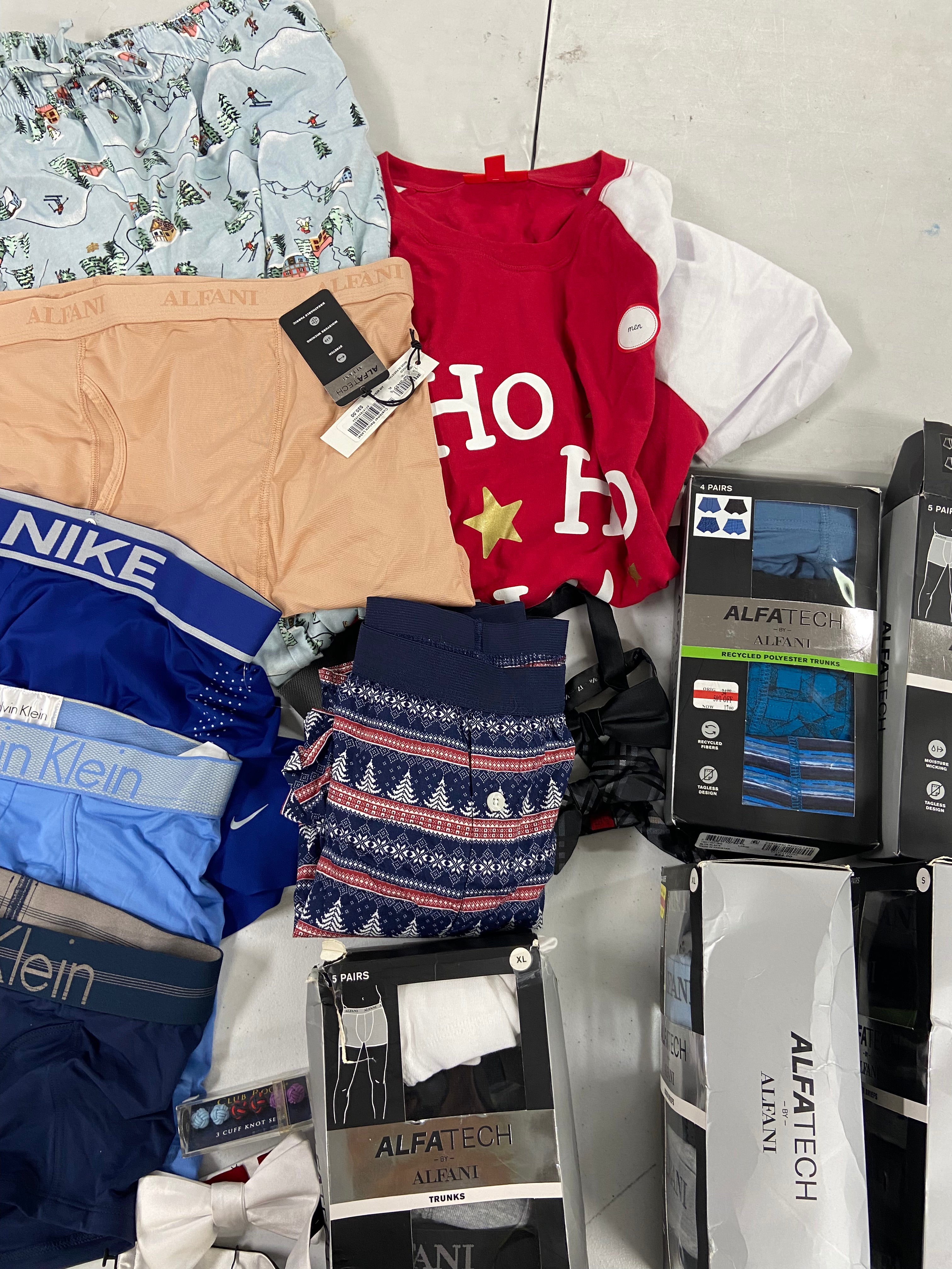 Men's Underwear and Others, Wholesale Lot, NIKE, CALVIN KLEIN, CLUB ROOM, IZOD, ALFANI & More, 18 items, Shelf Pulls, MSRP $602/