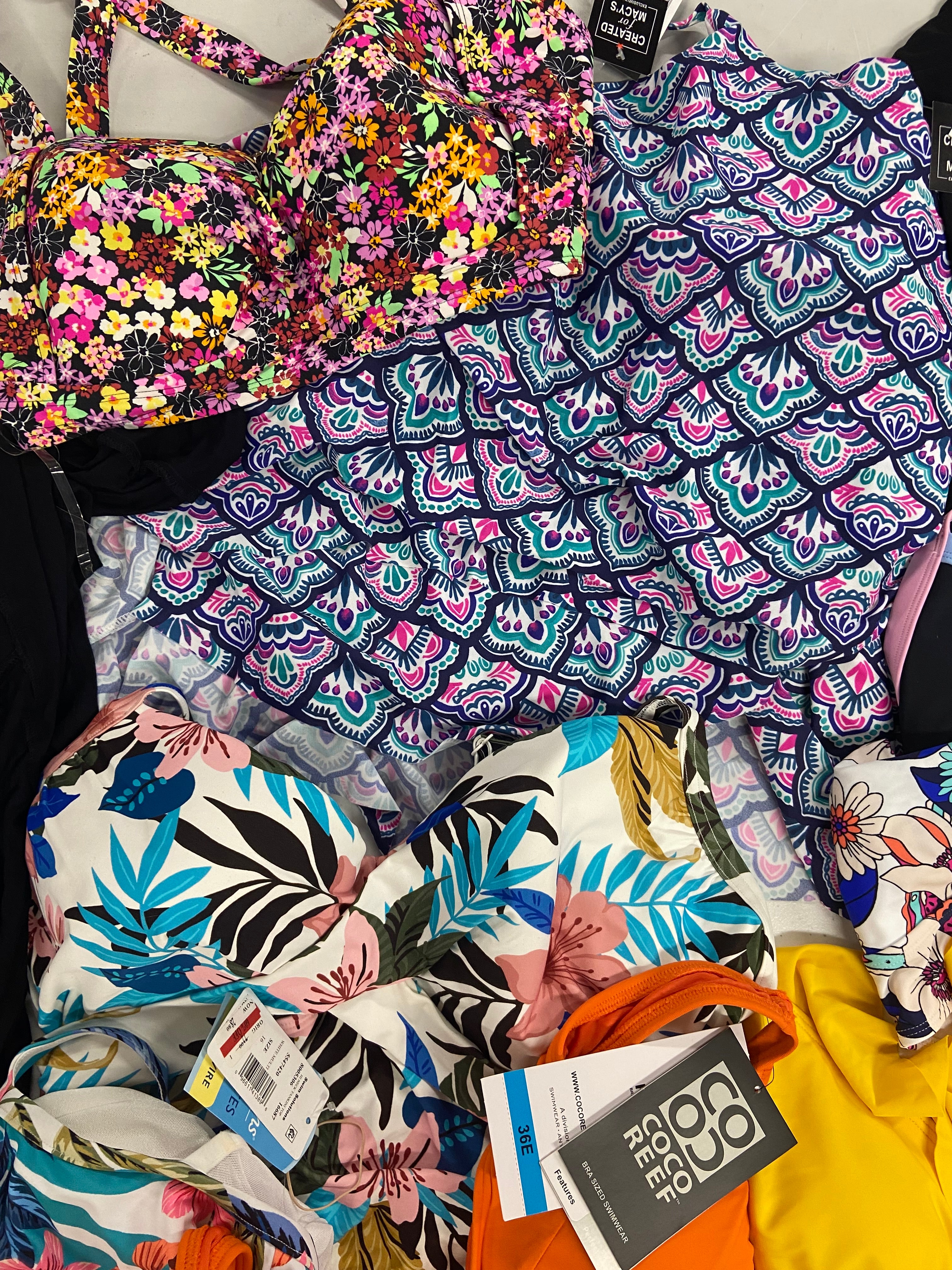 Women's Swimwear Wholesale Lot, DKNY, SWIM SOLUTIONS, CARMEN MARC VALVO, COCO REEF, DOTTI and more, 10 items, Shelf Pulls, MSRP $559