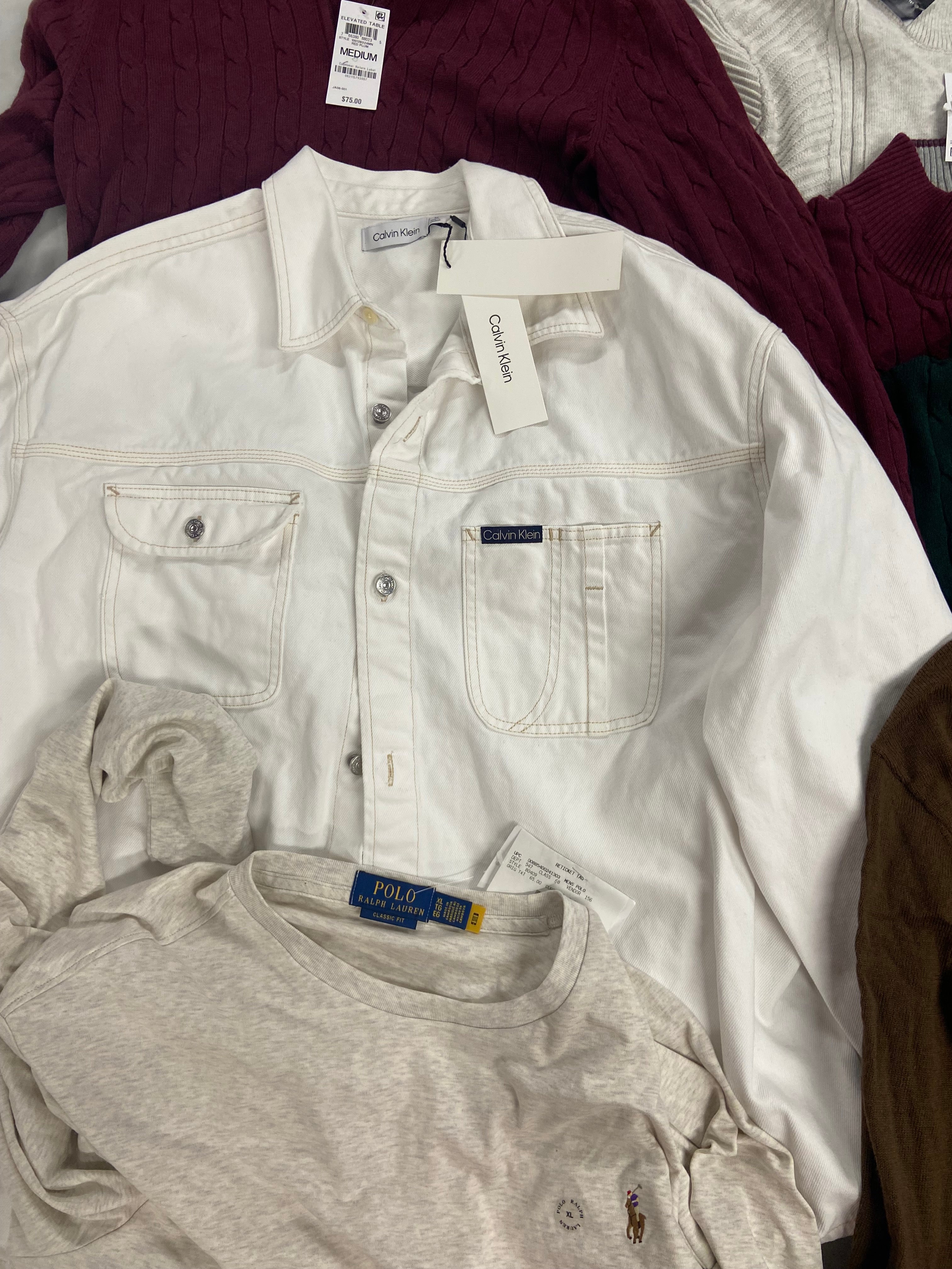 Men's Clothing ASSORTED Wholesale Lot, POLO RALPH LAUREN, CALVIN KLEIN, CLUB ROOM and more, 7 items, Shelf Pulls, MSRP $524