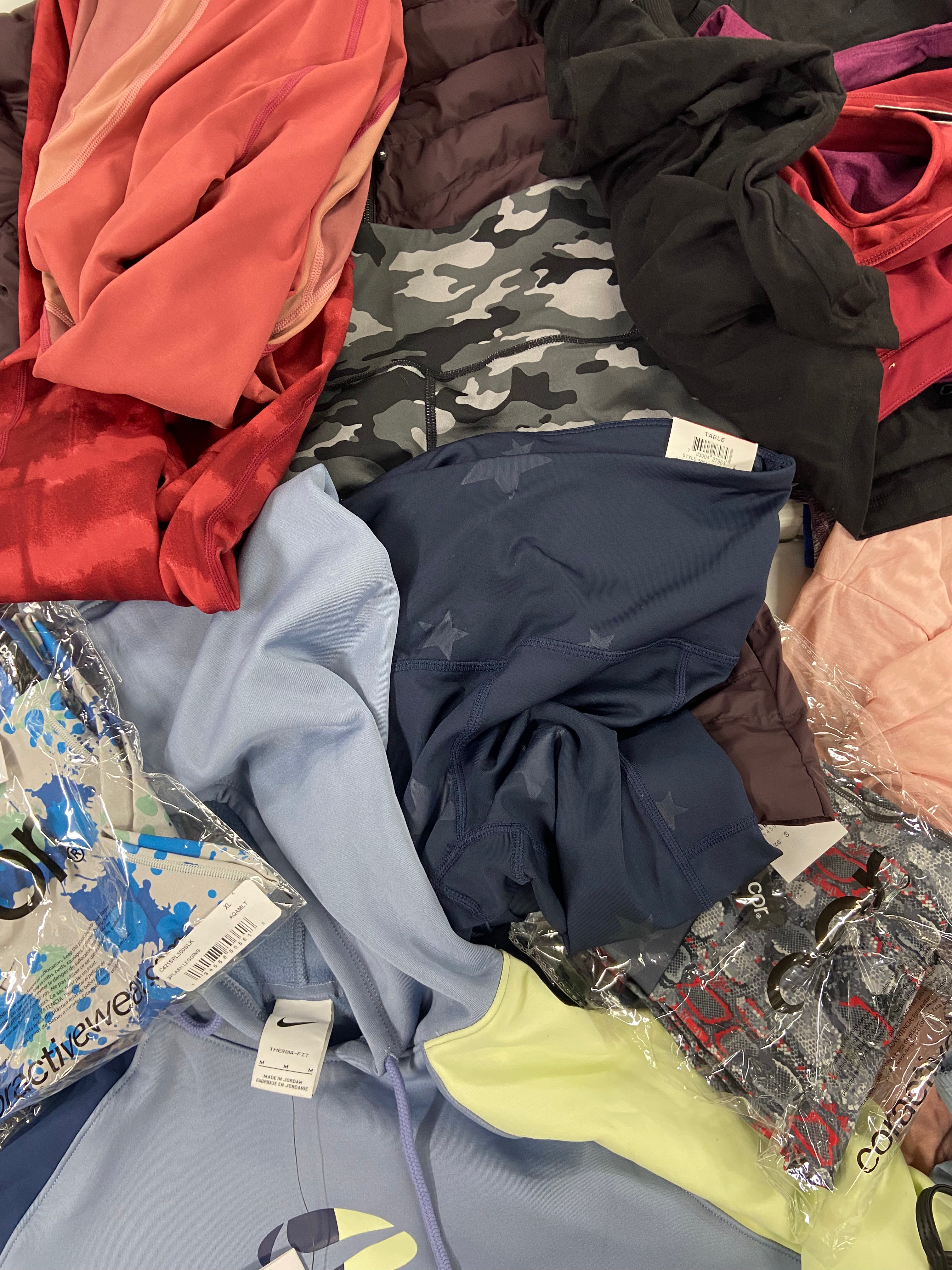 Women's Clothing Activewear Wholesale Lot, NIKE, COR, K-DEER,  32 DEGREES, CK PERFORMANCE, 22 items, Shelf Pulls, MSRP $1,006