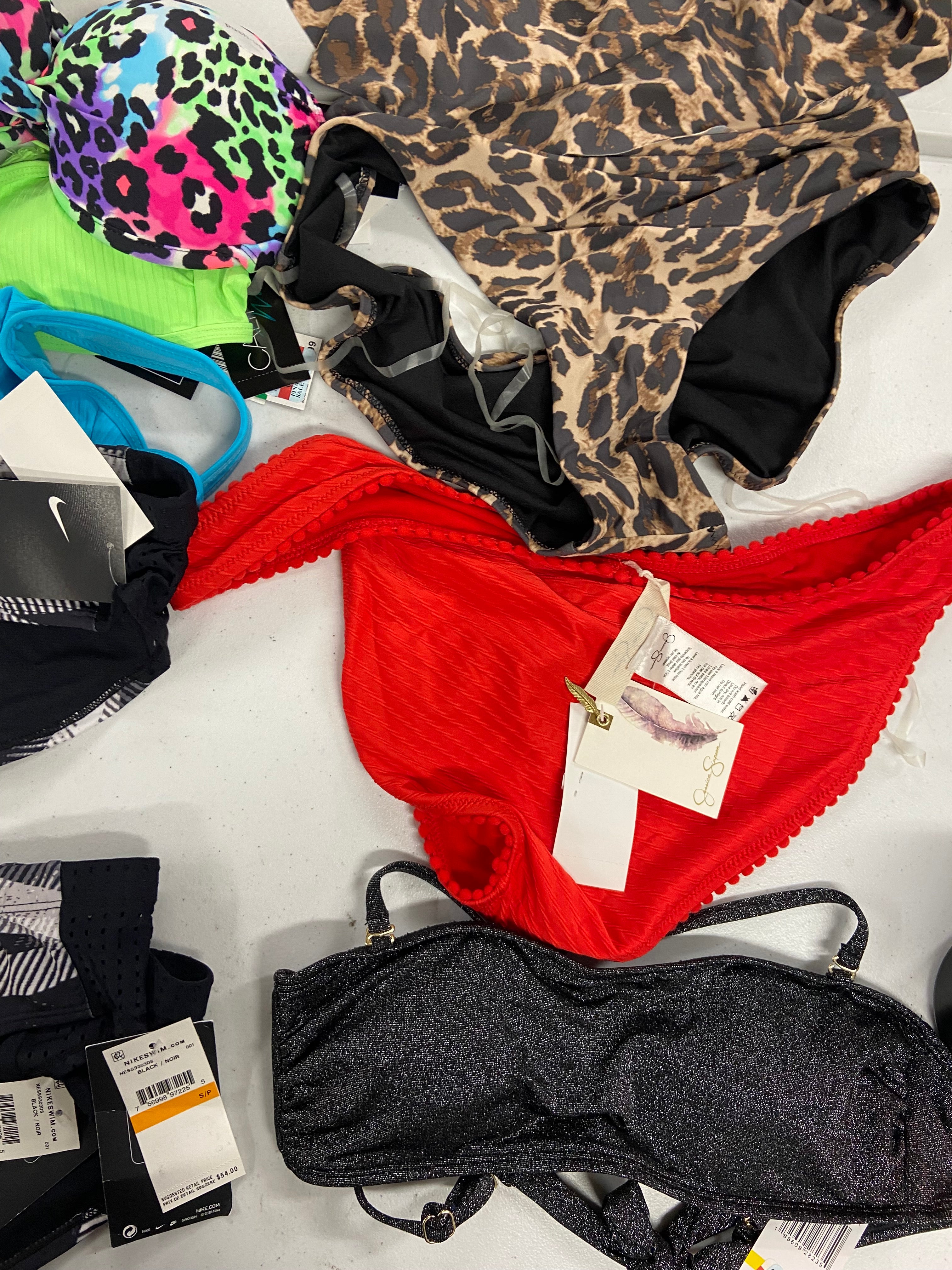 Women's Swimwear Wholesale Lot, NIKE, JESSICA SIMPSON, SALT + COVE, CALIFORNIA WAVES and more, 10 items, Shelf Pulls, MSRP $509