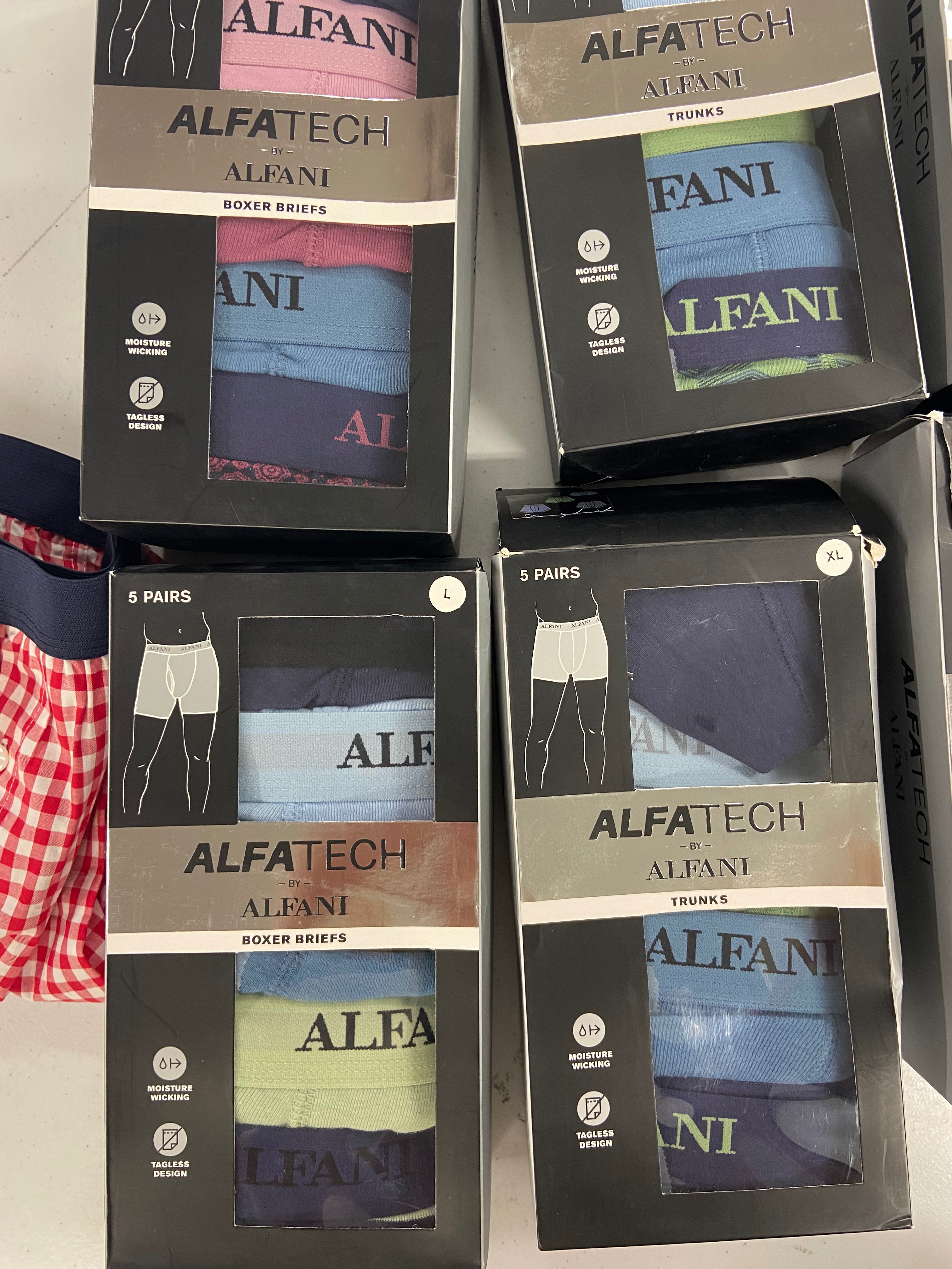 Men's Underwear Wholesale Lot, ALFANI, CLUB ROOM, 8 items, Shelf Pulls, MSRP $370