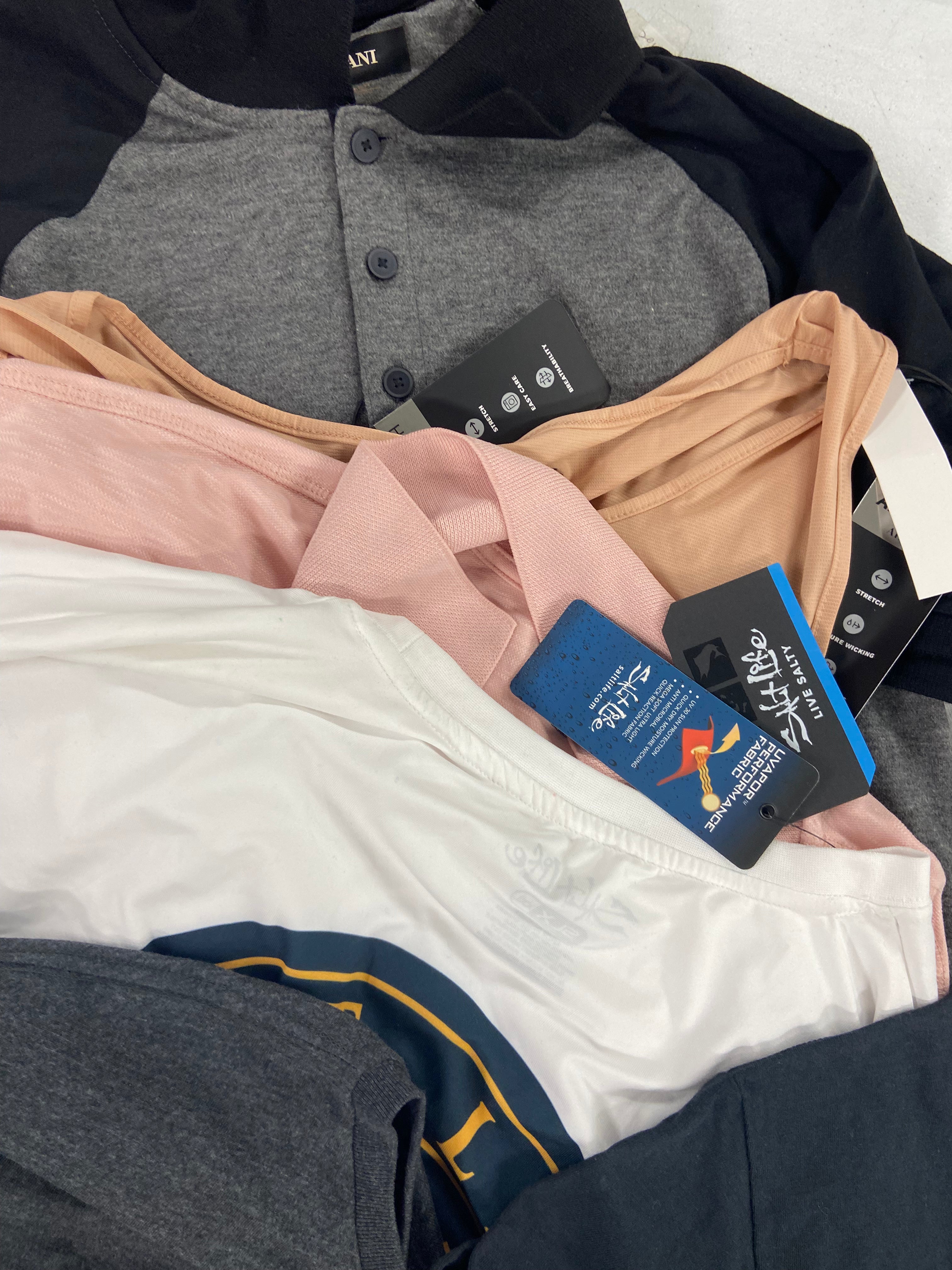 Men's Clothing Tops Wholesale Lot, POLO RALPH LAUREN, PGA TOUR, UNDER ARMOUR, CALVIN KLEIN, BASS HYBRID, ALFANI and more, 17 items, Shelf Pulls, MSRP $755