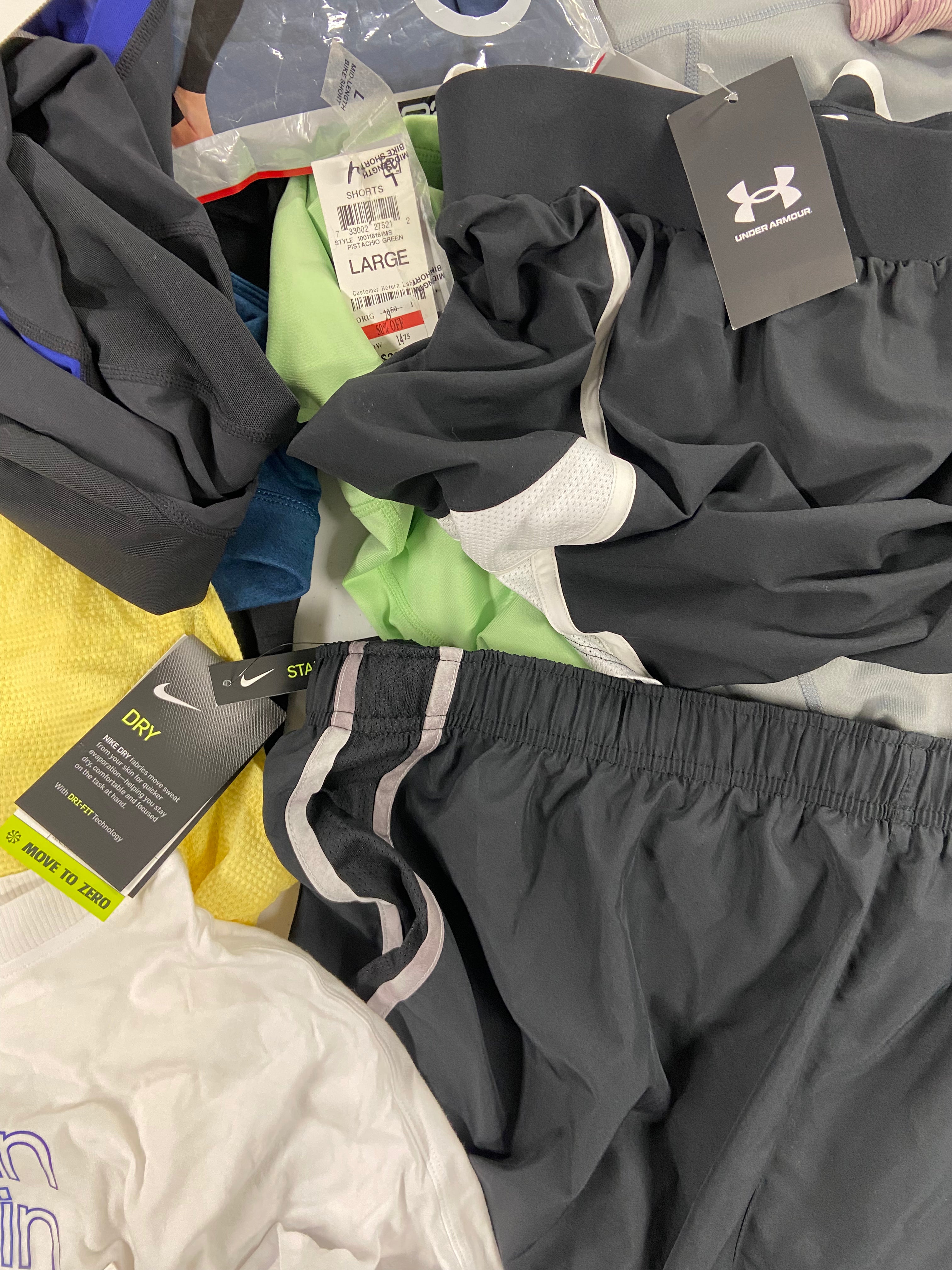 Women's Clothing Activewear Wholesale Lot, NIKE, UNDER ARMOUR, ADIDAS, CALVIN KLEIN, IDEOLOGY, 27 items, Shelf Pulls, MSRP $859