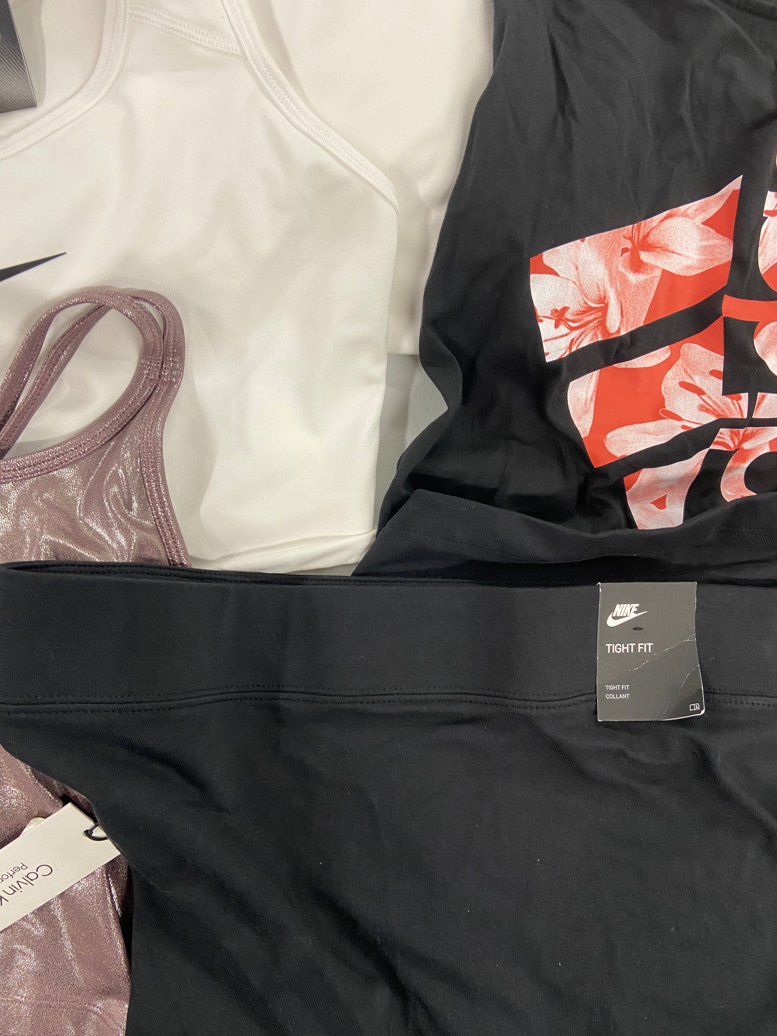 Women's Clothing Activewear Wholesale Lot, NIKE, THE NORTH FACE, ADIDAS, CALVIN KLEIN, FILA and more, 24 items, Shelf Pulls, MSRP $761