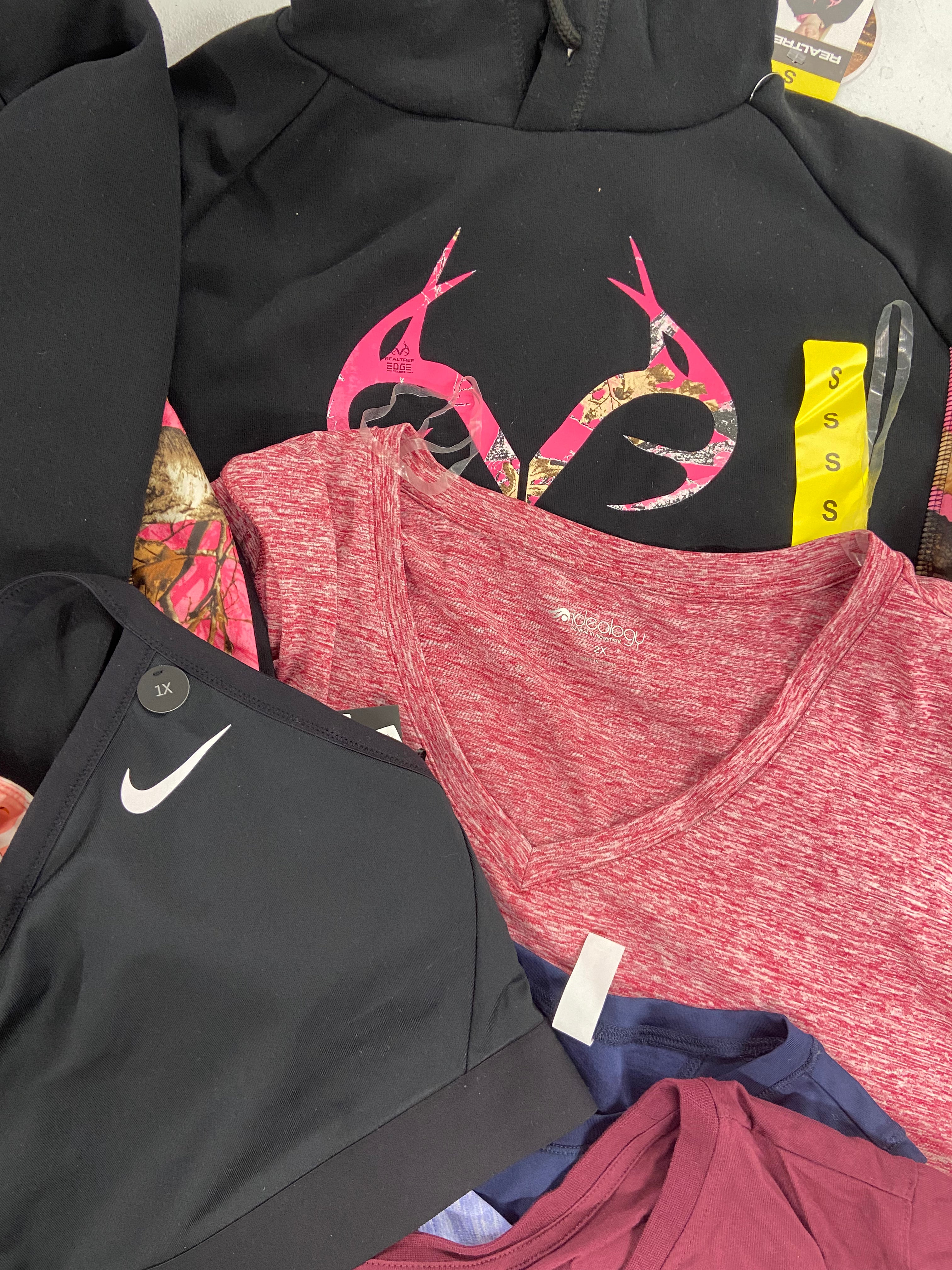 Women's Clothing Activewear Wholesale Lot, ADIDAS, CALVIN KLEIN, NIKE, IDEOLOGY and more, 21 items, Shelf Pulls, MSRP $715
