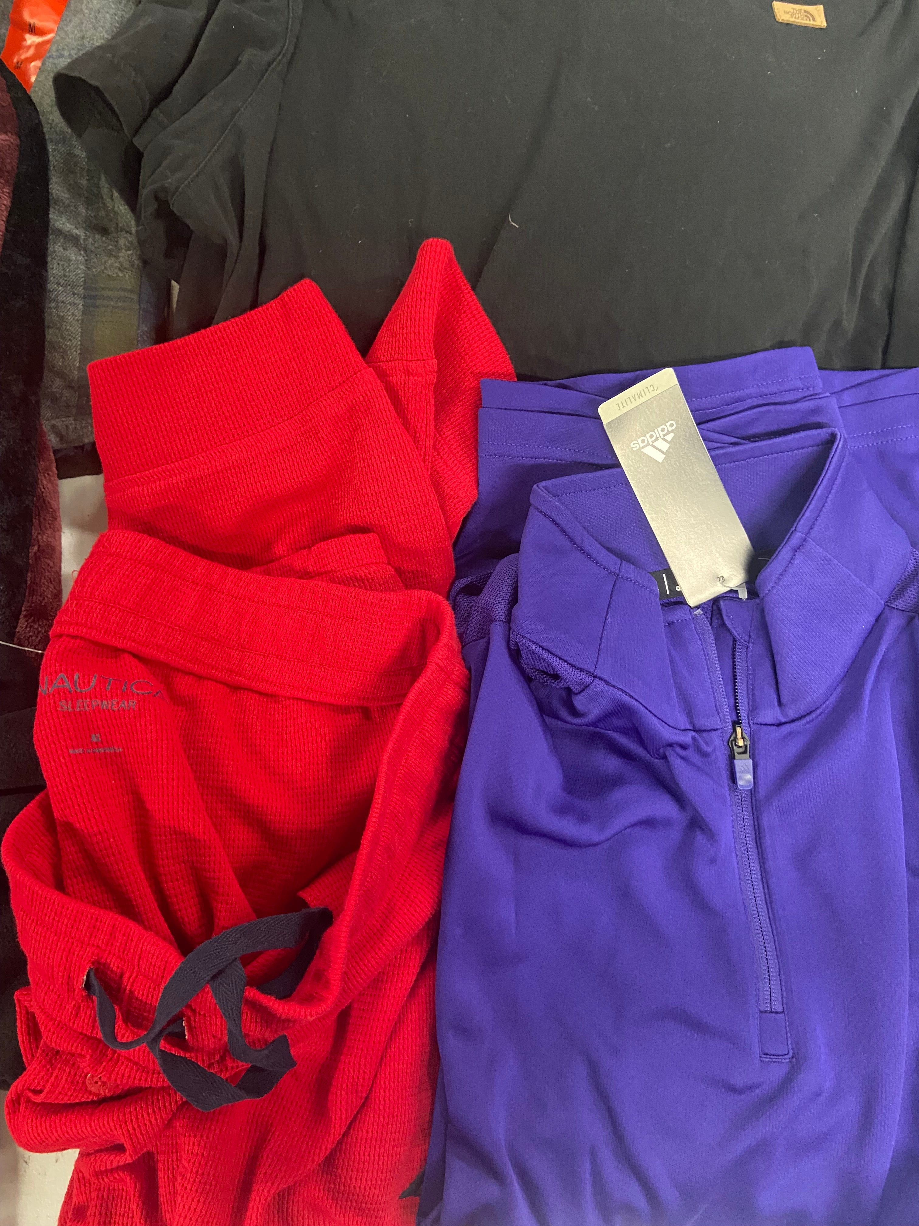 Men's Clothing Sweater and others, ADIDAS, NAUTICA, THE NORTH FACE, LEGENDARY, INC and more, Wholesale Lot, 8 items, Shelf Pulls, MSRP $479