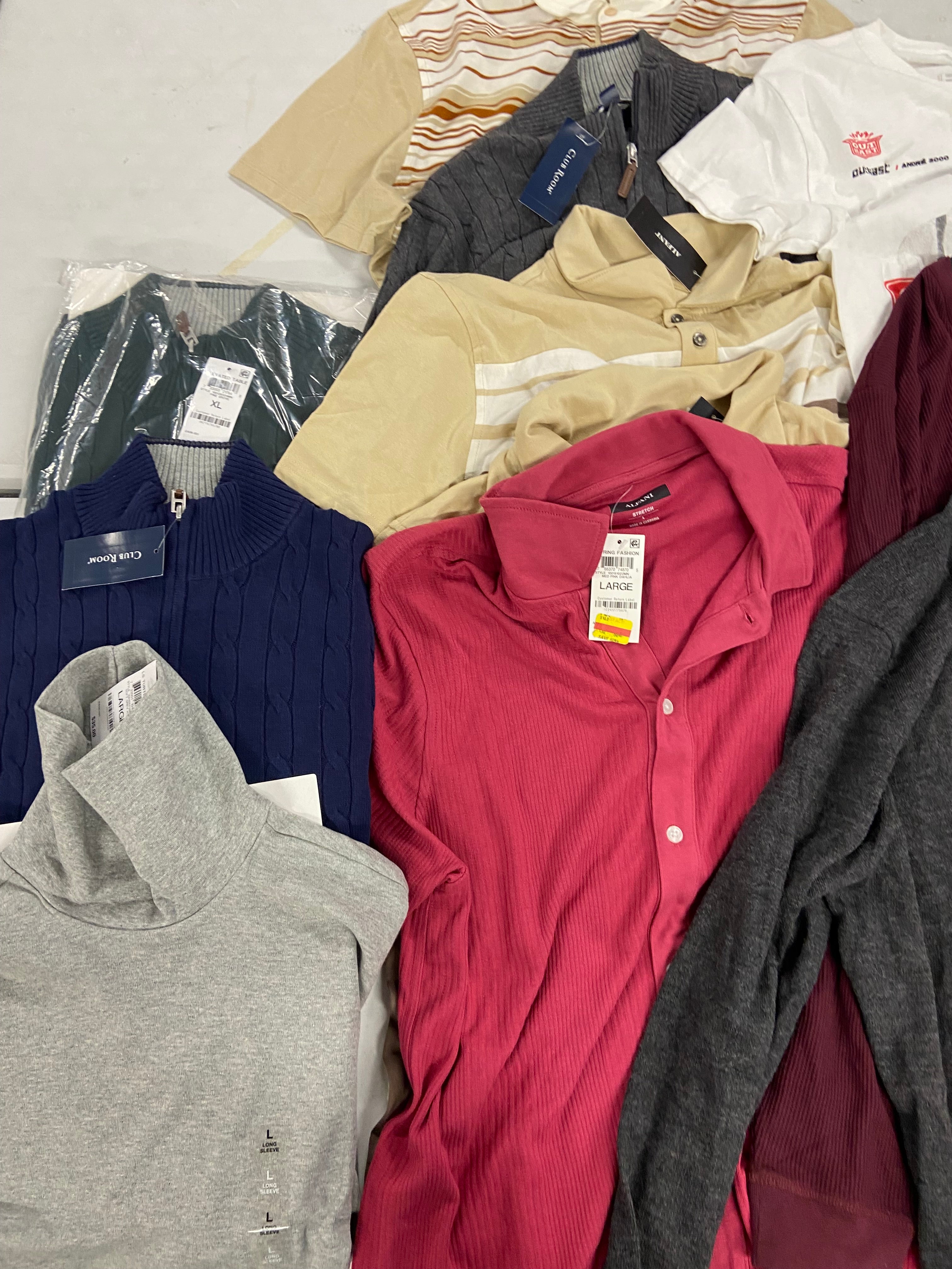 Men's Clothing Tops, CLUB ROOM, FEA MERCHANDISE, ALFANI, Wholesale Lot, 11 items, Shelf Pulls, MSRP $590