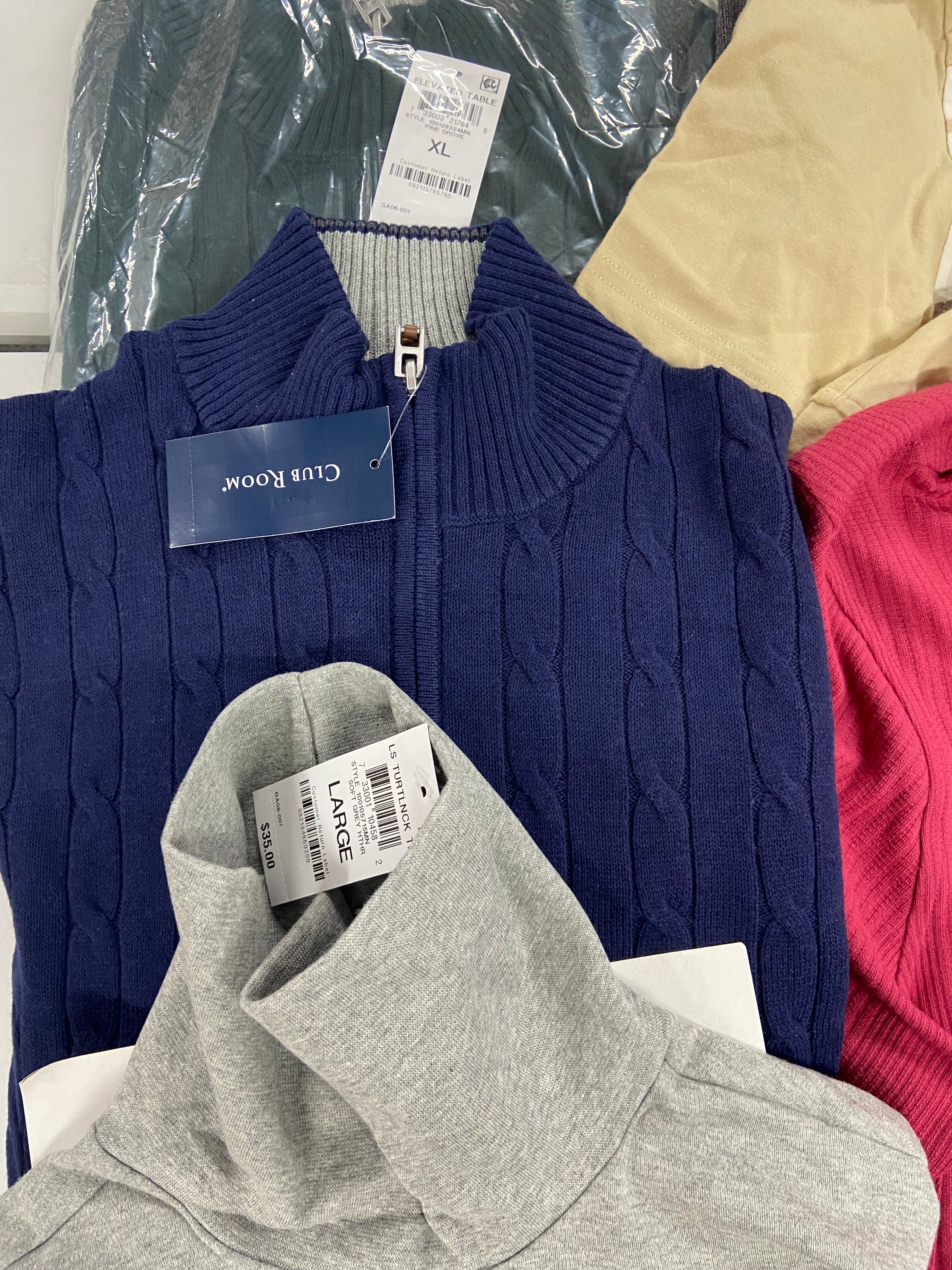 Men's Clothing Tops, CLUB ROOM, FEA MERCHANDISE, ALFANI, Wholesale Lot, 11 items, Shelf Pulls, MSRP $590