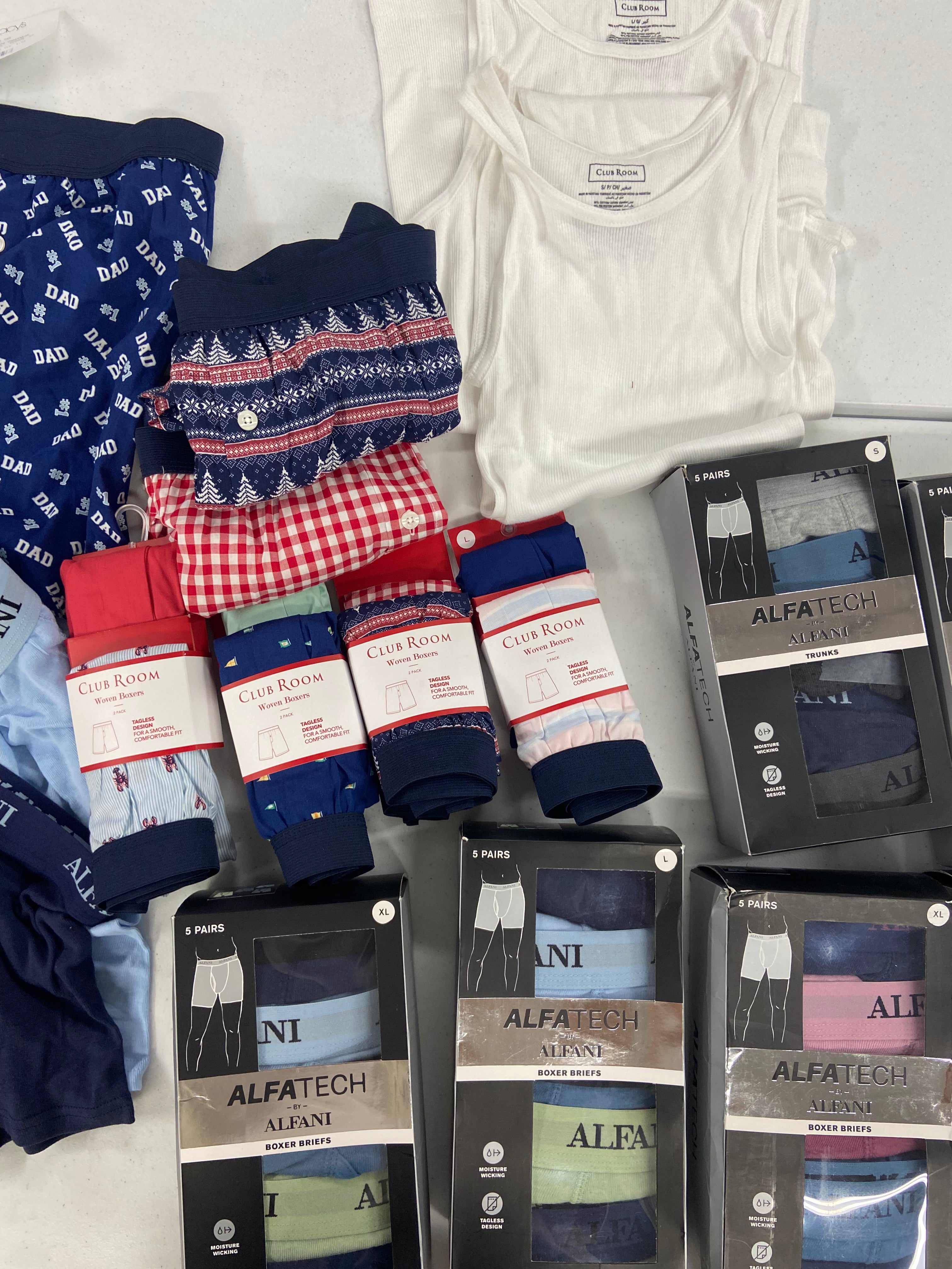 Men's Underwear (Boxers & Others) Wholesale Lot, ALFANI, CLUB ROOM 16 items, Shelf Pulls, MSRP $450