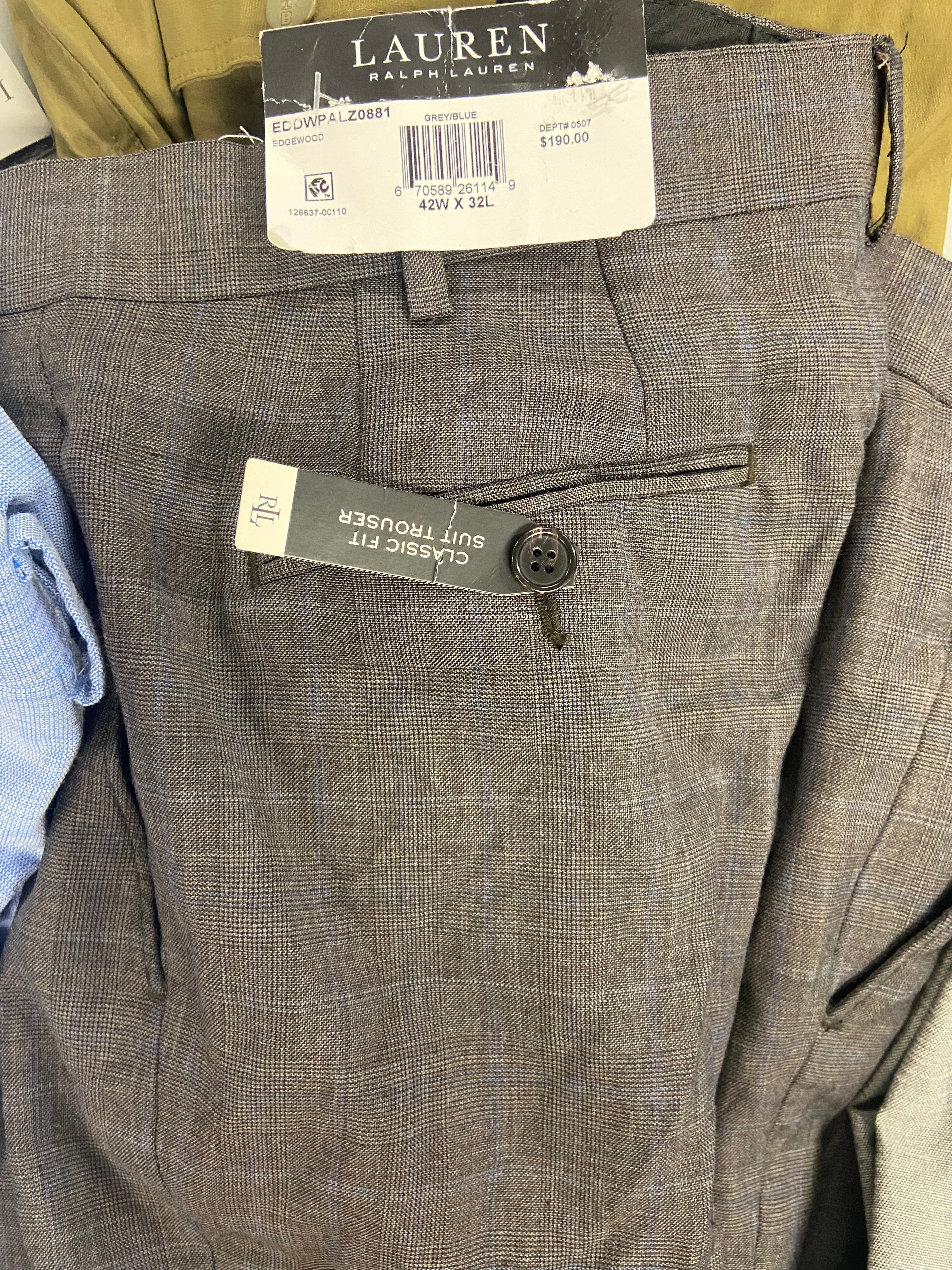 Men's Clothing Bottoms Wholesale Lot, LAUREN RALPH LAUREN, BASS OUTDOOR,KENNETH COLE, GALAXY and more, 7 items, Shelf Pulls, MSRP $722