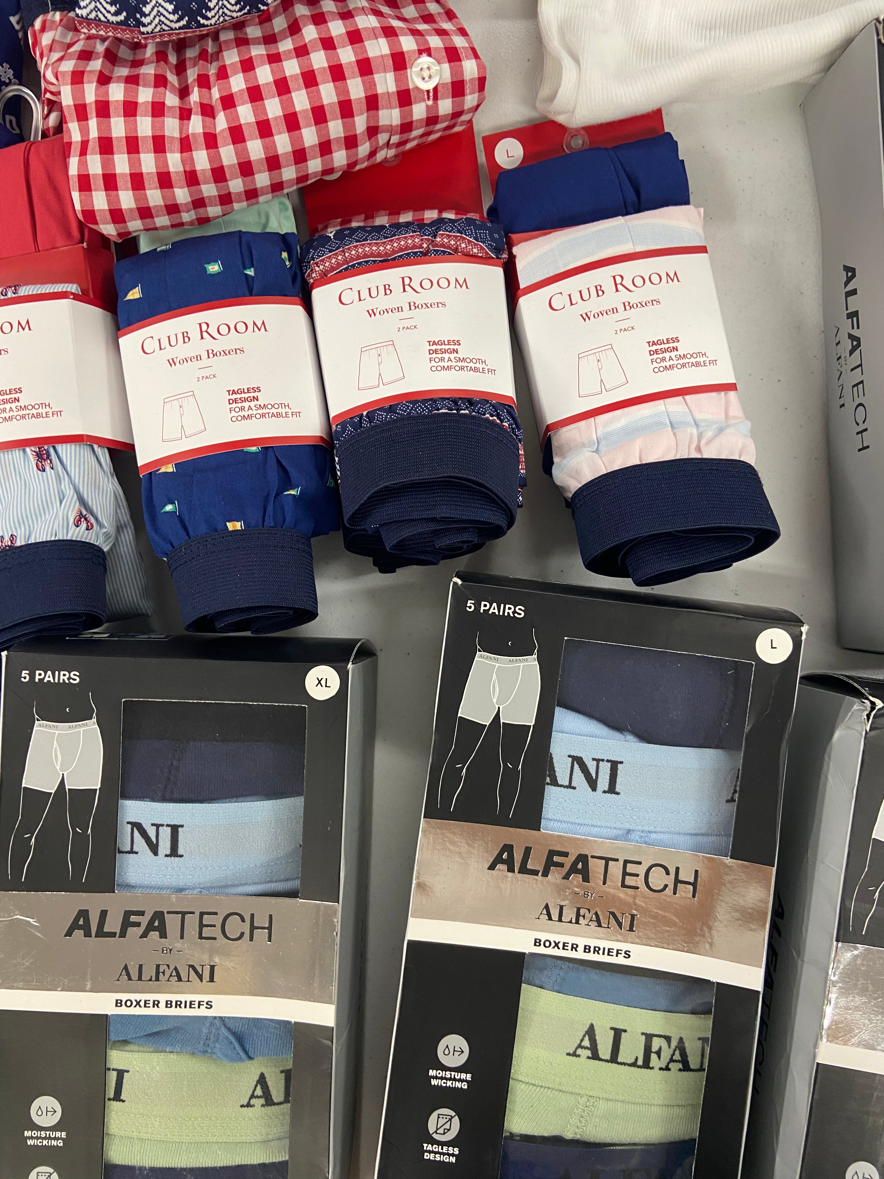 Men's Underwear (Boxers & Others) Wholesale Lot, ALFANI, CLUB ROOM 16 items, Shelf Pulls, MSRP $450