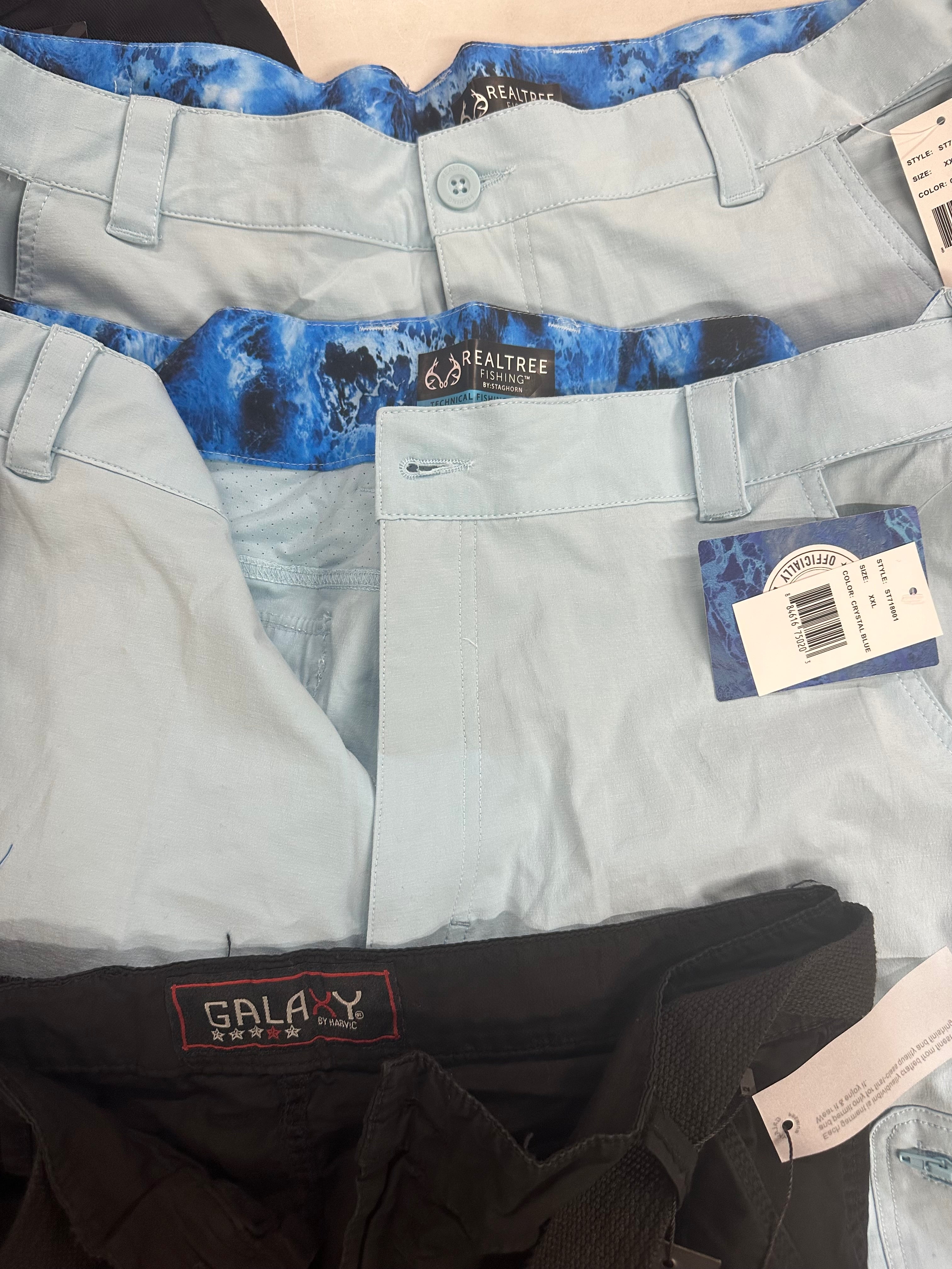 Men's Clothing Bottoms Wholesale Lot, J.M. HAGGAR, BASS OUTDOOR, AND NOW THIS, REALTREE FISHING and more, 8 items, Shelf Pulls, MSRP $460