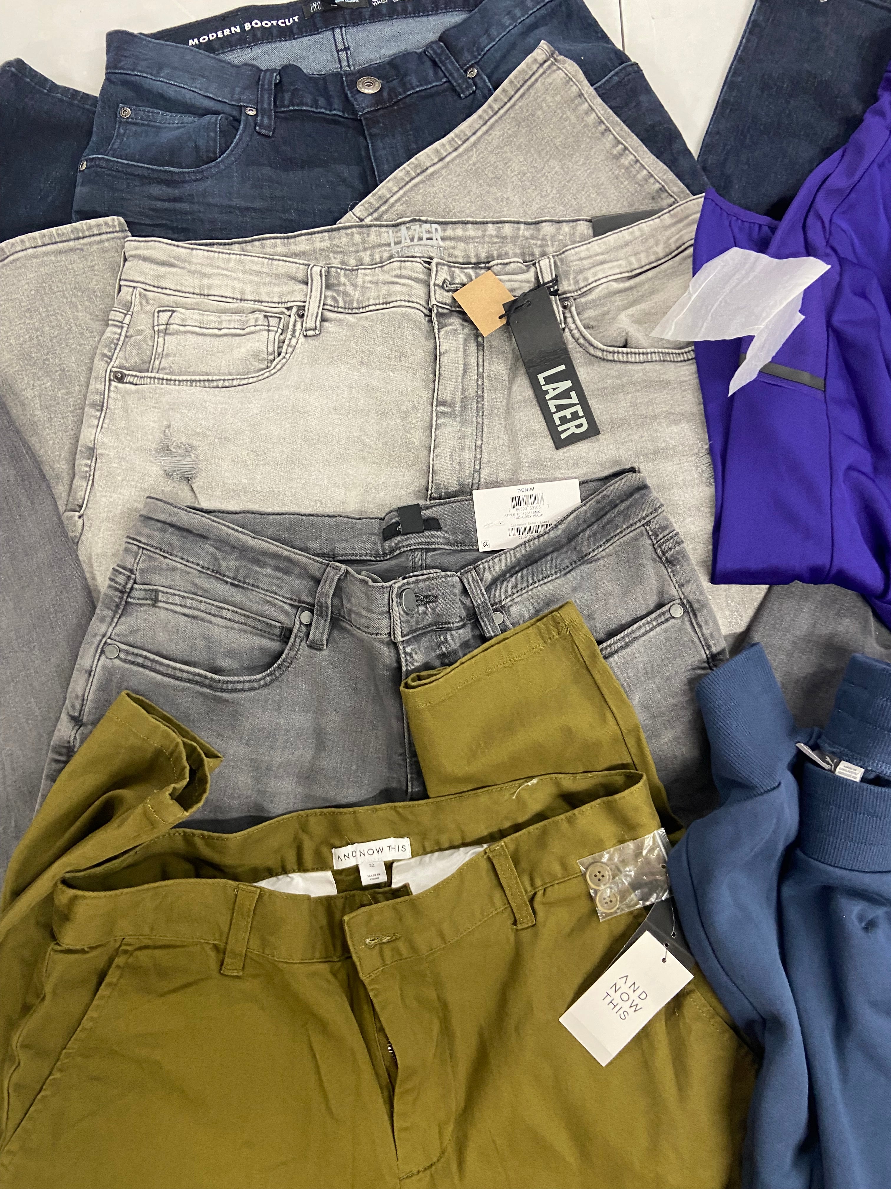 Men's Clothing Bottoms & Tops Wholesale Lot, PUMA, ADIDAS, INC and more, 8 items, Shelf Pulls, MSRP $484