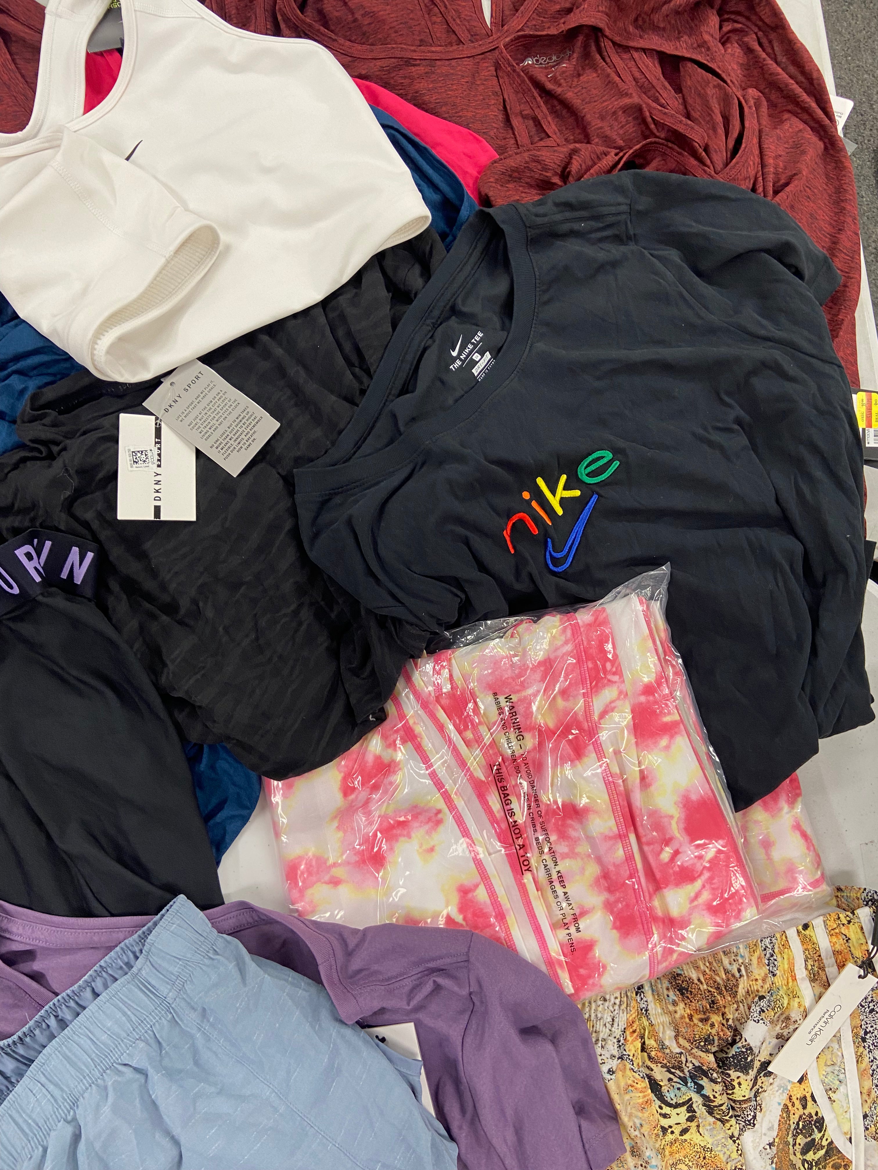 Women's Clothing Activewear Wholesale Lot, NIKE, CALVIN KLEIN, UNDER ARMOUR, DKNY, DANSKIN and more, 22 items, Shelf Pulls, MSRP $674