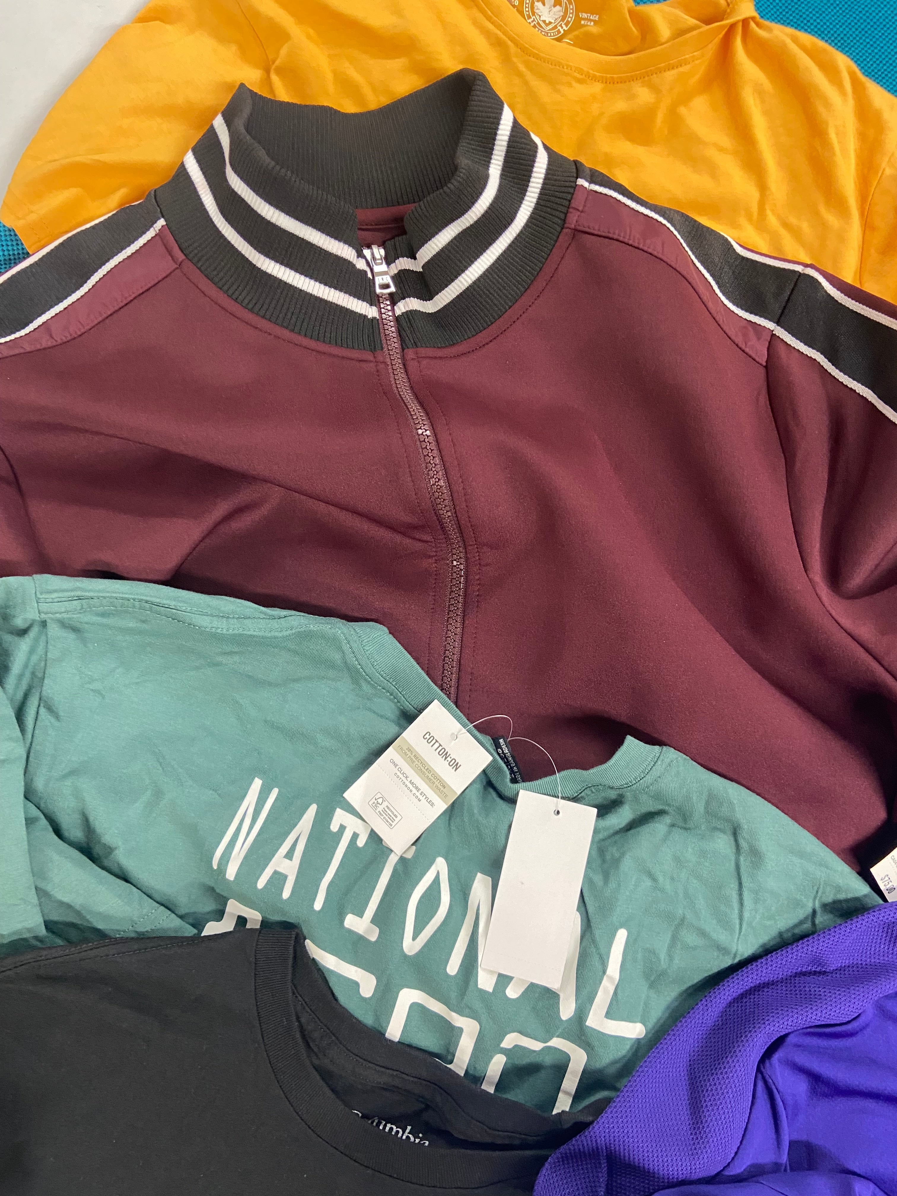 Men's Clothing Tops Wholesale Lot, ADIDAS, COLUMBIA, COTTON ON USA, BASS OUTDOOR, ALFANI and more, 14 items, Shelf Pulls, MSRP $599