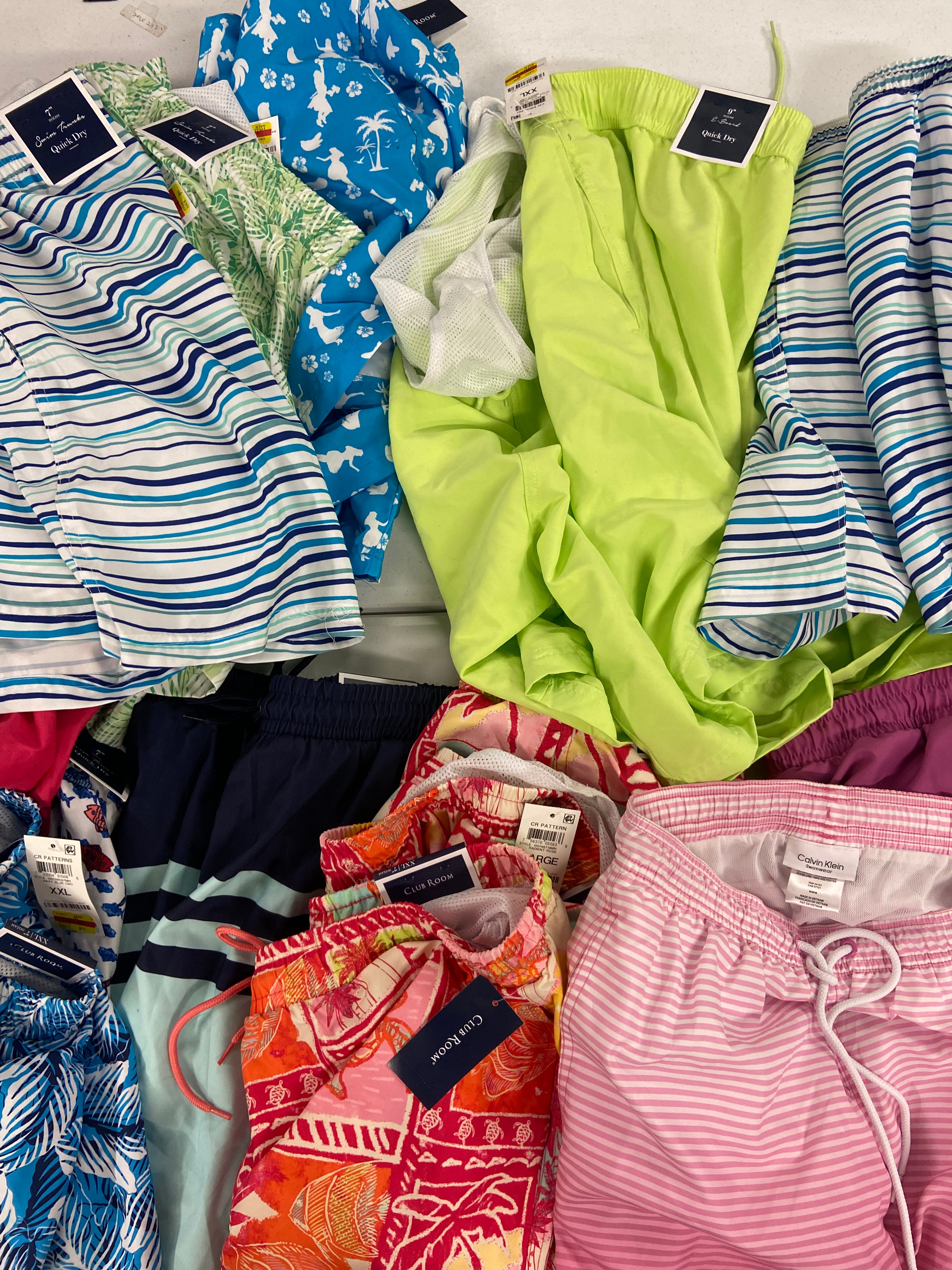 Men's Swimwear Wholesale Lot, CALVIN KLEIN, INC, CLUB ROOM, 15 items, Shelf Pulls, MSRP $689